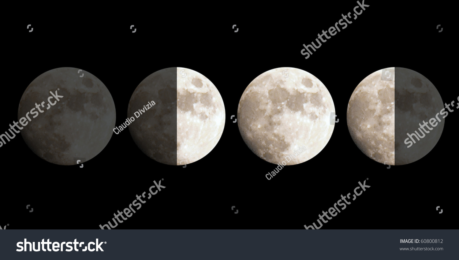 Moon Phases New First Quarter Full Stock Illustration 60800812