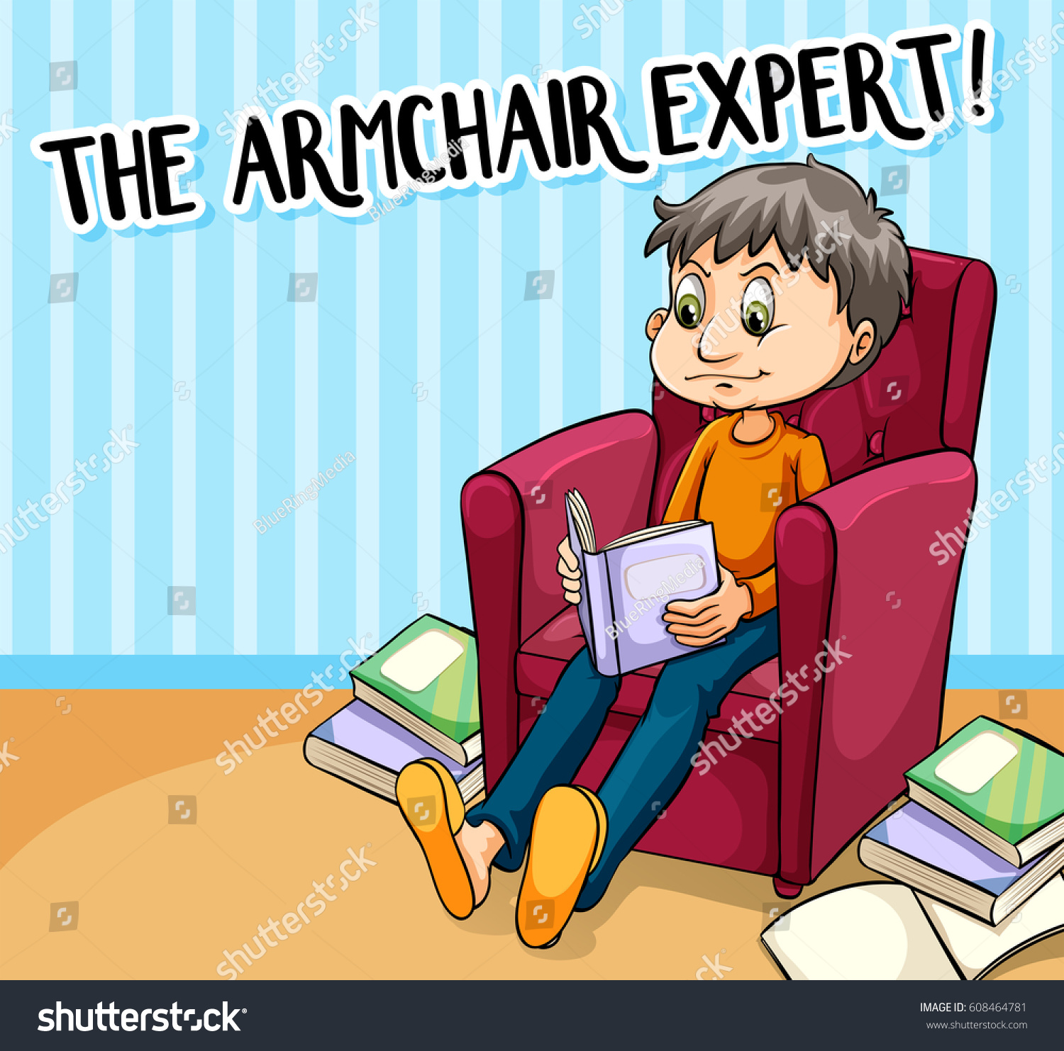 idiom-poster-armchair-expert-illustration-stock-vector-royalty-free