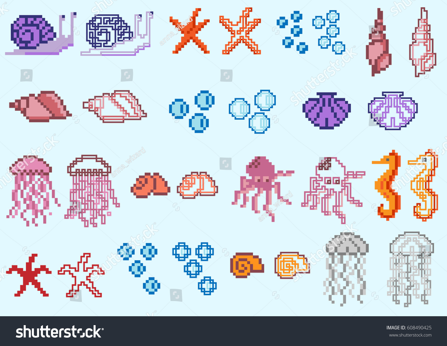 Пиксельные животные морские