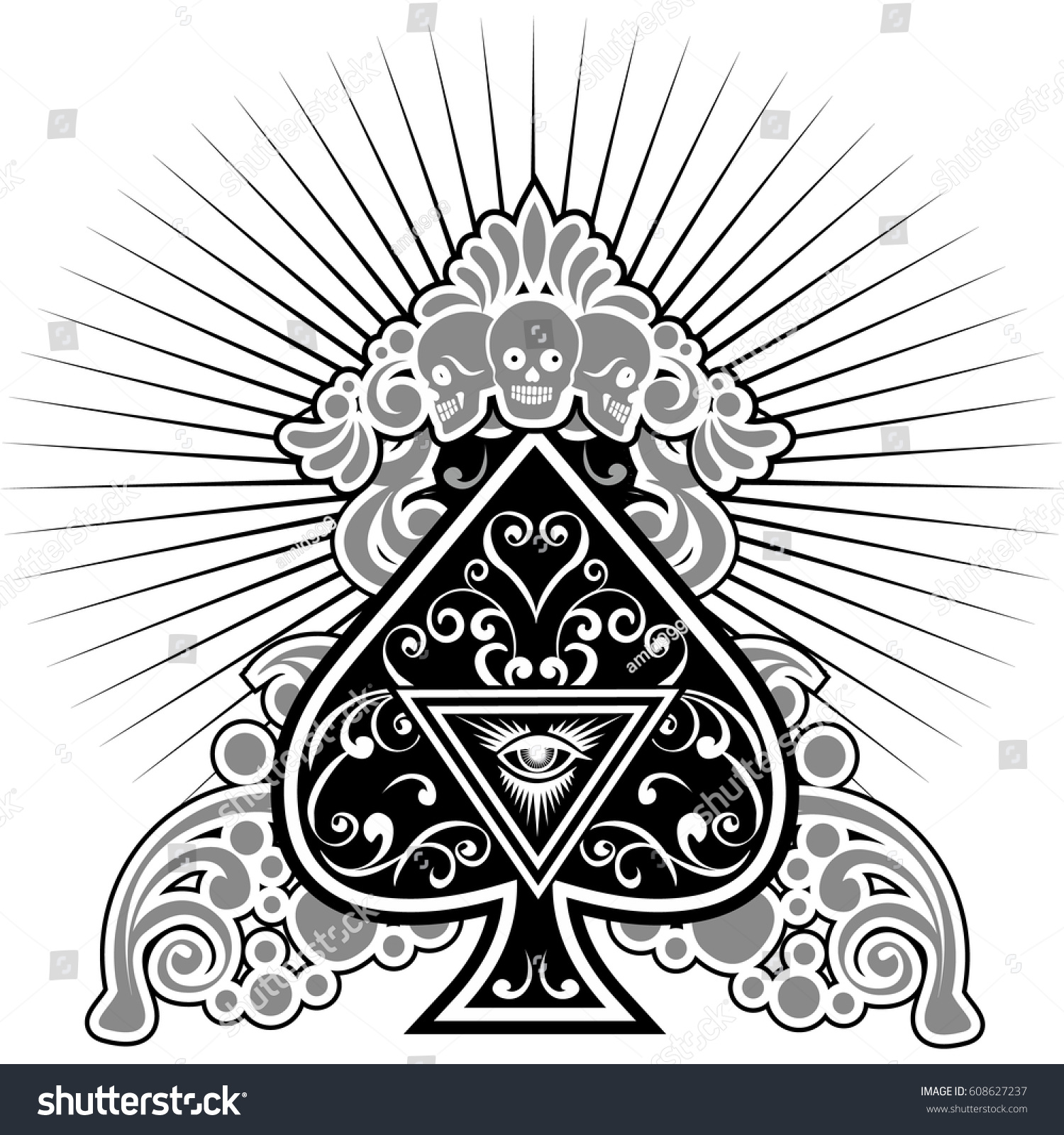 Playing Cardvintage Ace Spades Stock Vector (Royalty Free) 608627237 ...