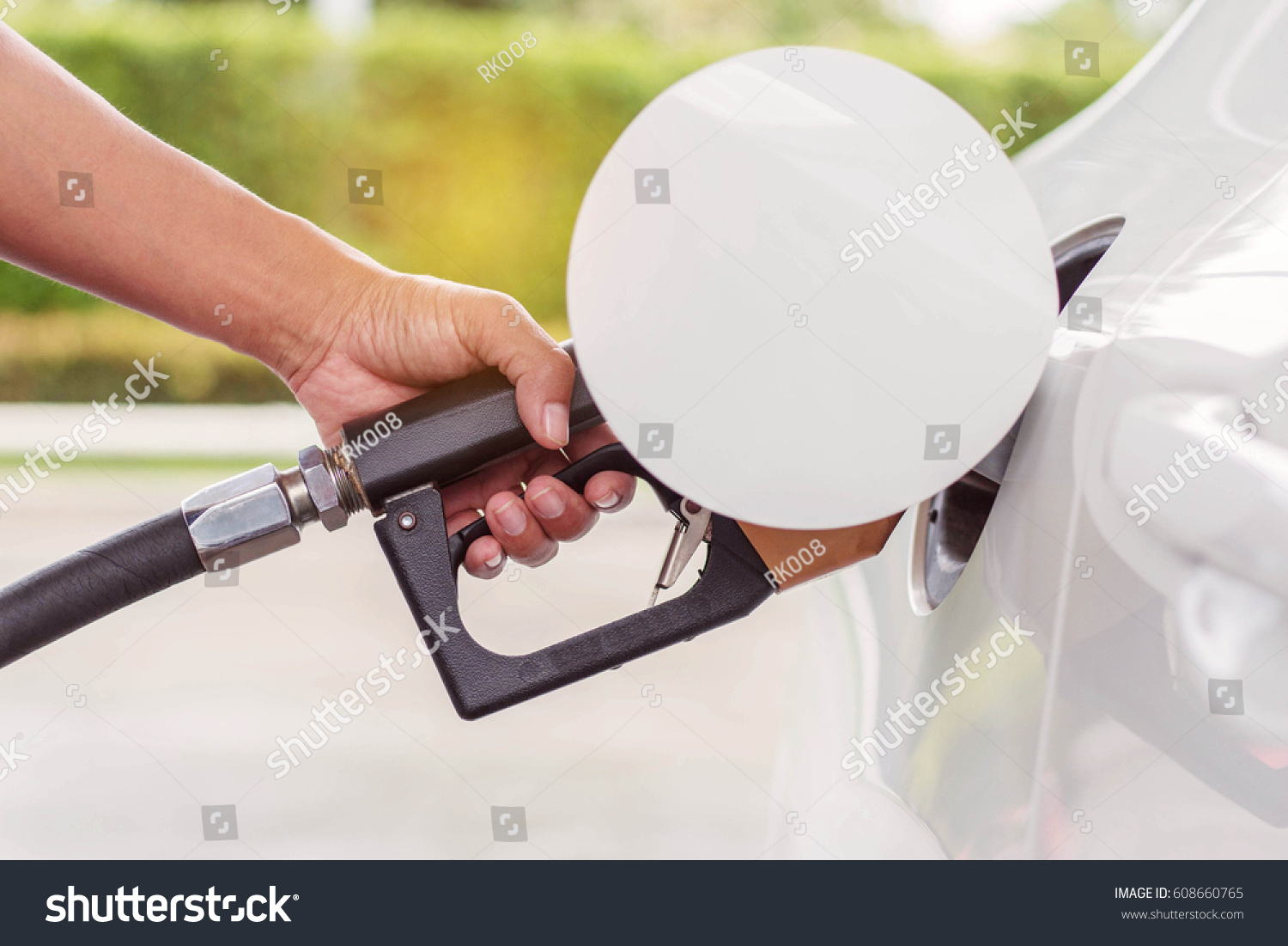 Hand Holding Fuel Tank Gas Station Stock Photo 608660765 Shutterstock