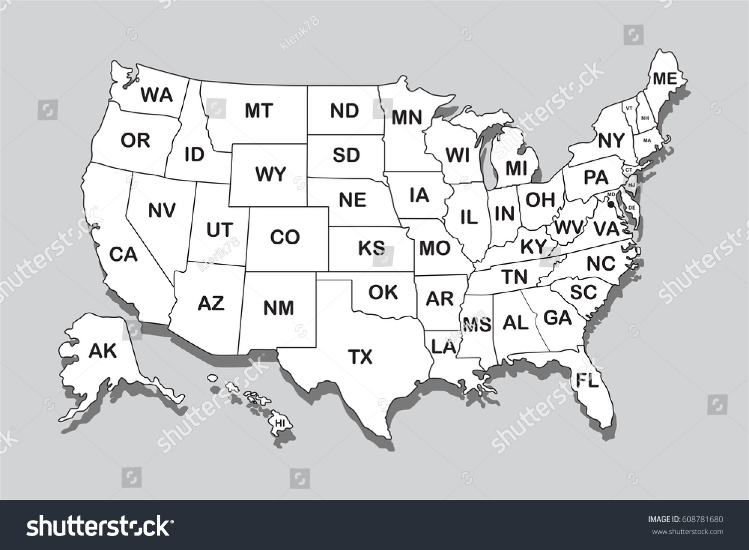 Poster Map United States America State Stock Vector Royalty Free 608781680 Shutterstock 