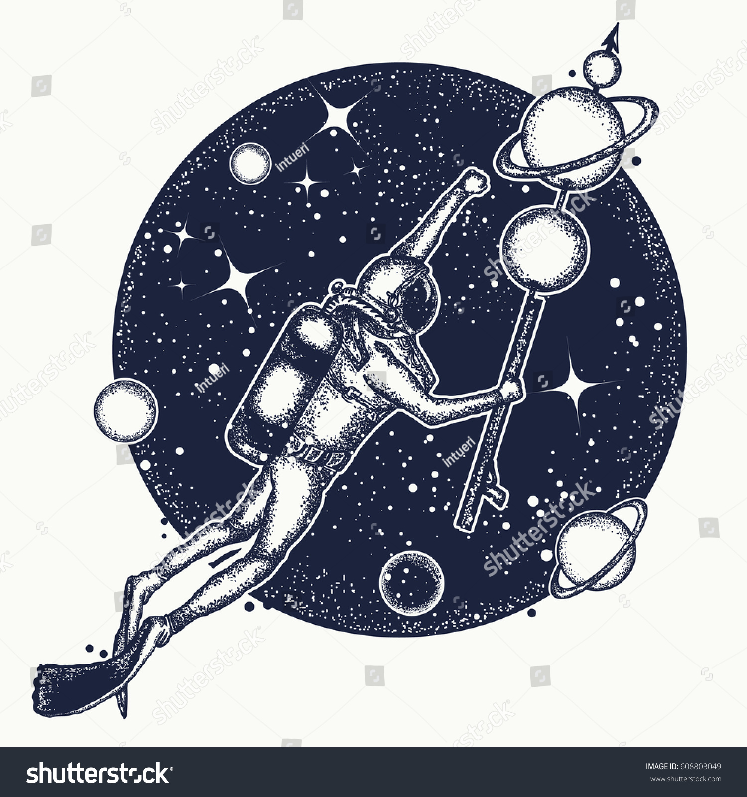 Find Astronaut Deep Space Tshirt Design Diver stock images in HD and millio...