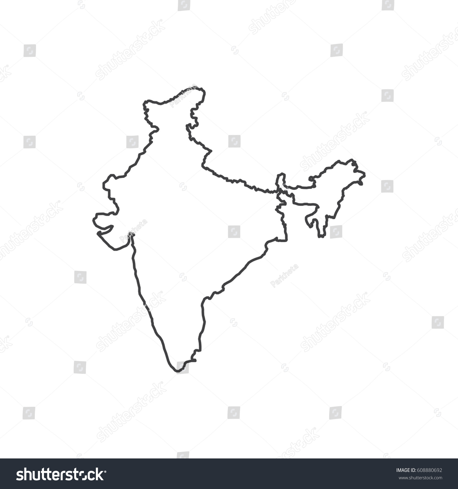 India Map Silhouette Illustration On White Stock Vector (Royalty Free ...