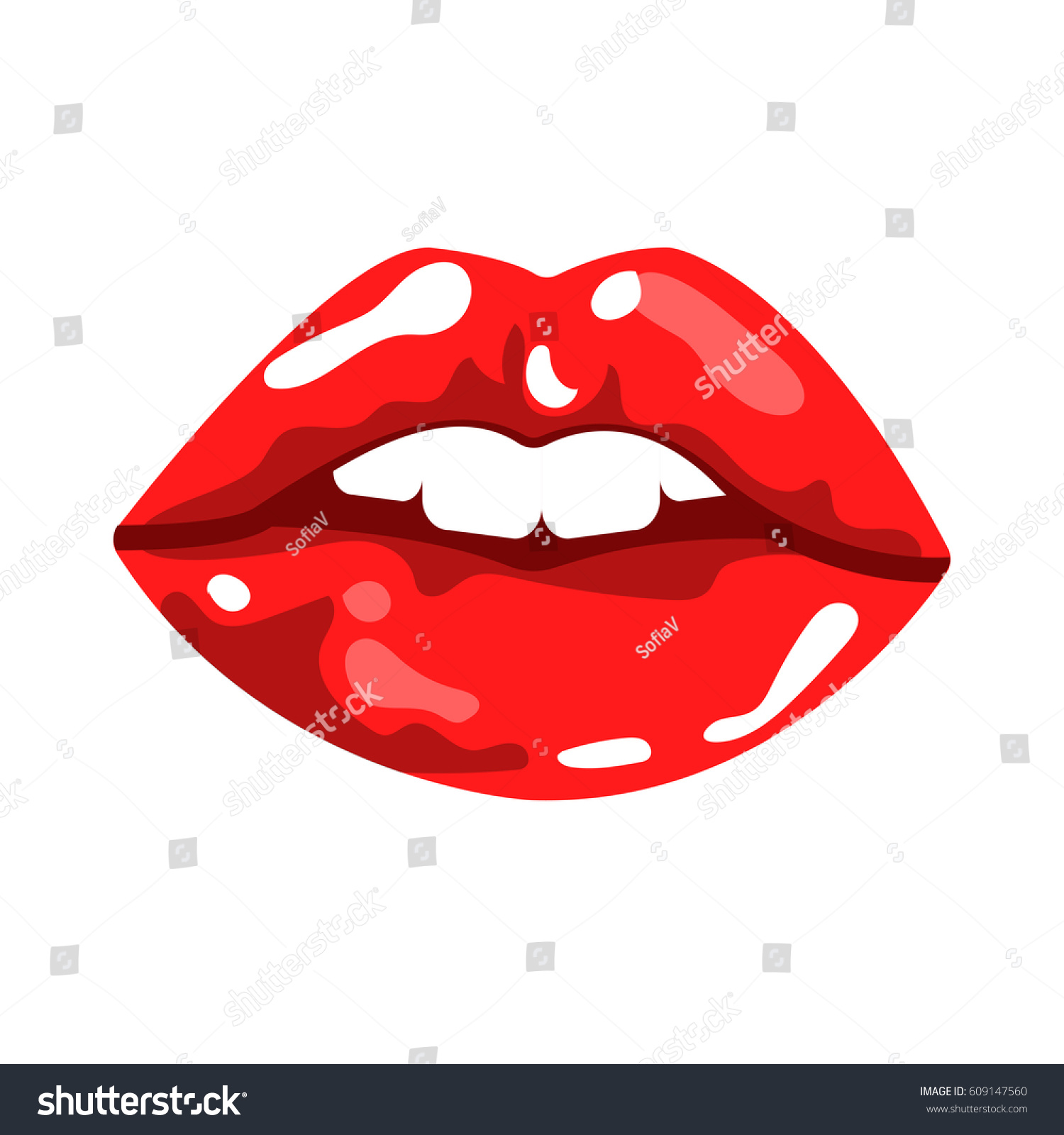 Red Mouth White Teeth Isolated On Stock Vector (Royalty Free) 609147560 ...