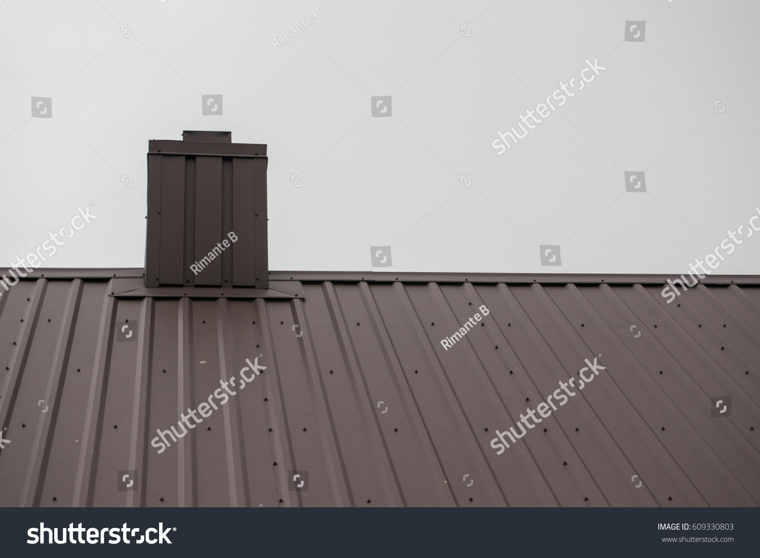 Brown Tin Roof Chimney Copy Space Stock Photo 609330803 | Shutterstock