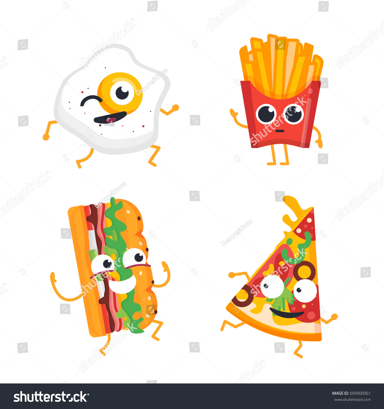 Fast Food Cartoon Characters Modern Vector Stock Vector (Royalty Free ...