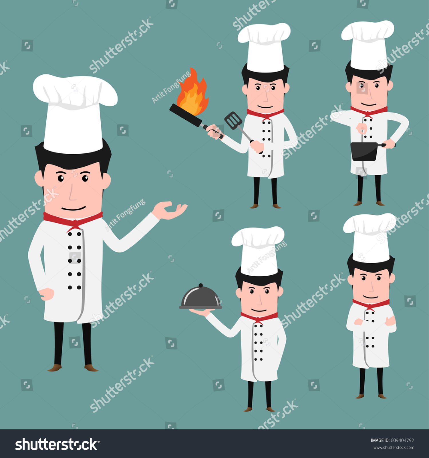 Funny Chef Cartoon Characters Various Poses Stock Vector (Royalty Free ...