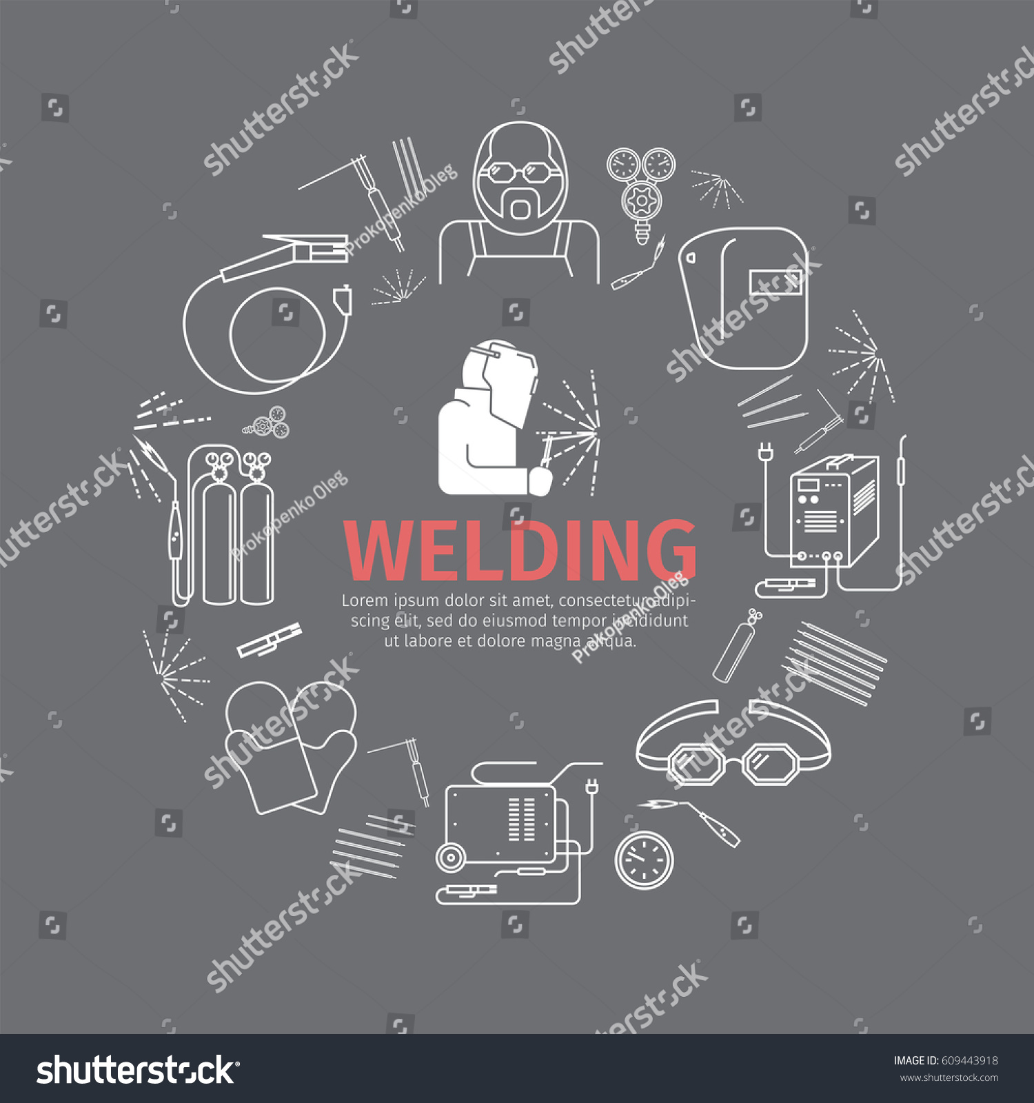 Welding Banner Line Icons Set Vector Stock Vector Royalty Free