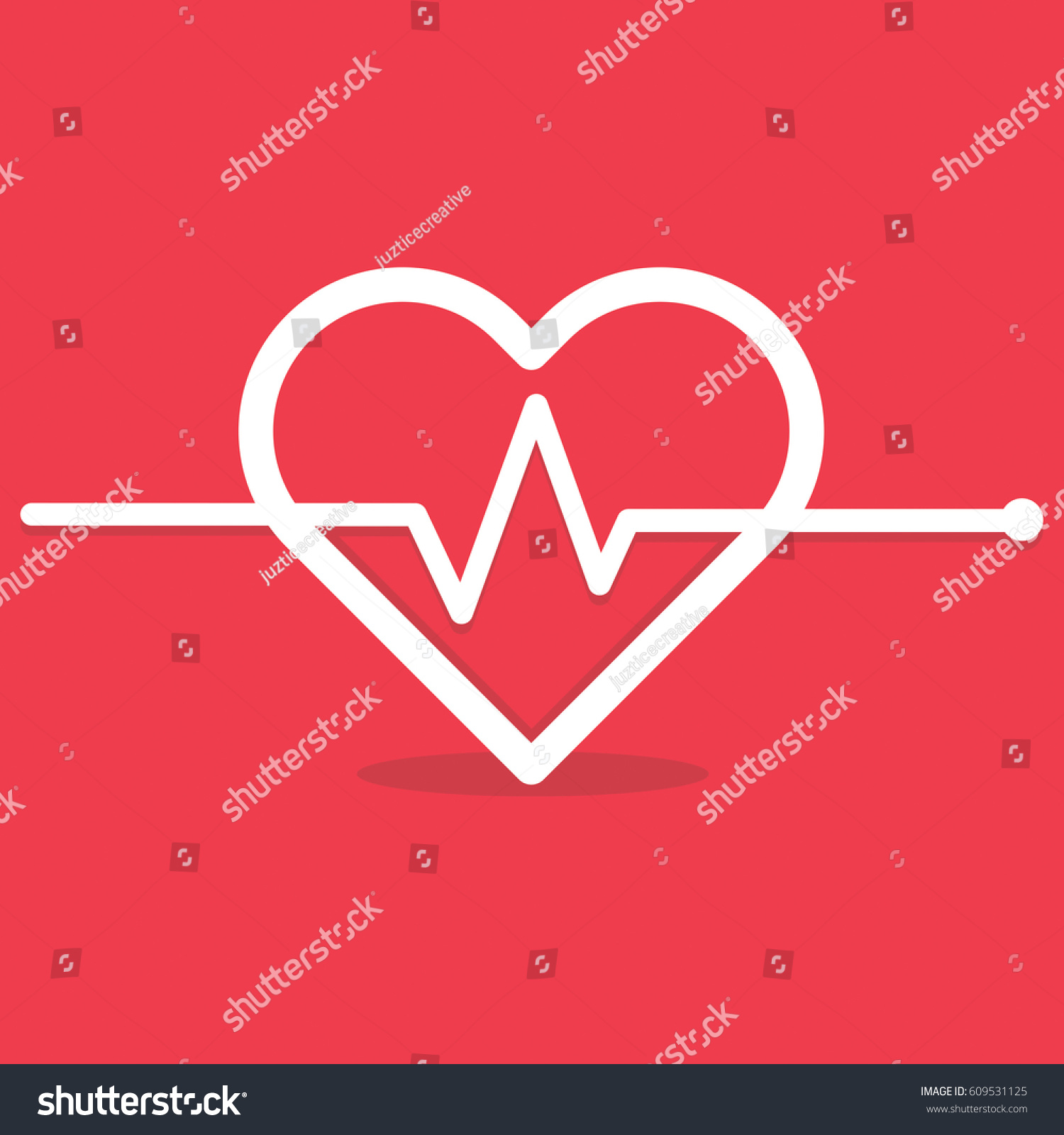 Vector Illustration Heartbeat Heart Shape Pulse Stock Vector (Royalty ...