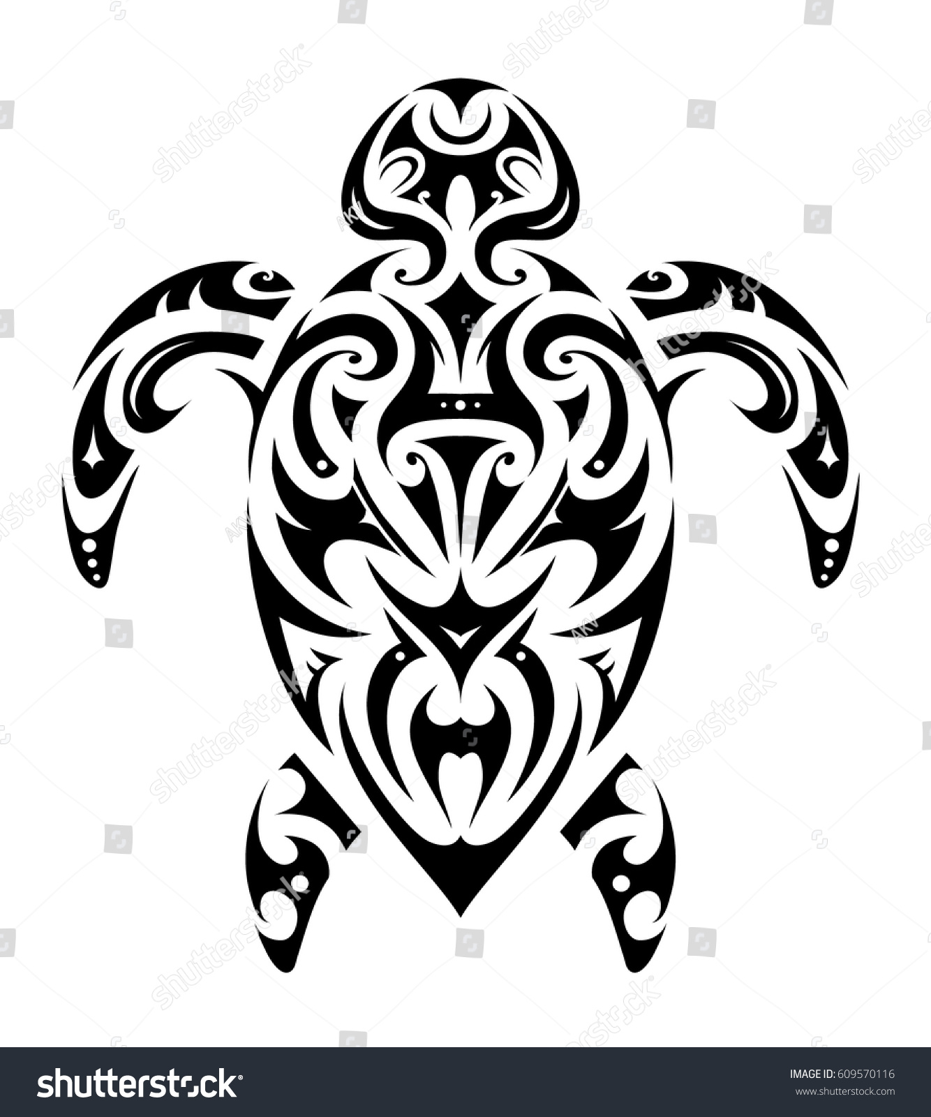 Turtle Tattoo Maori Ethnic Style Stock Vector (Royalty Free) 609570116 ...