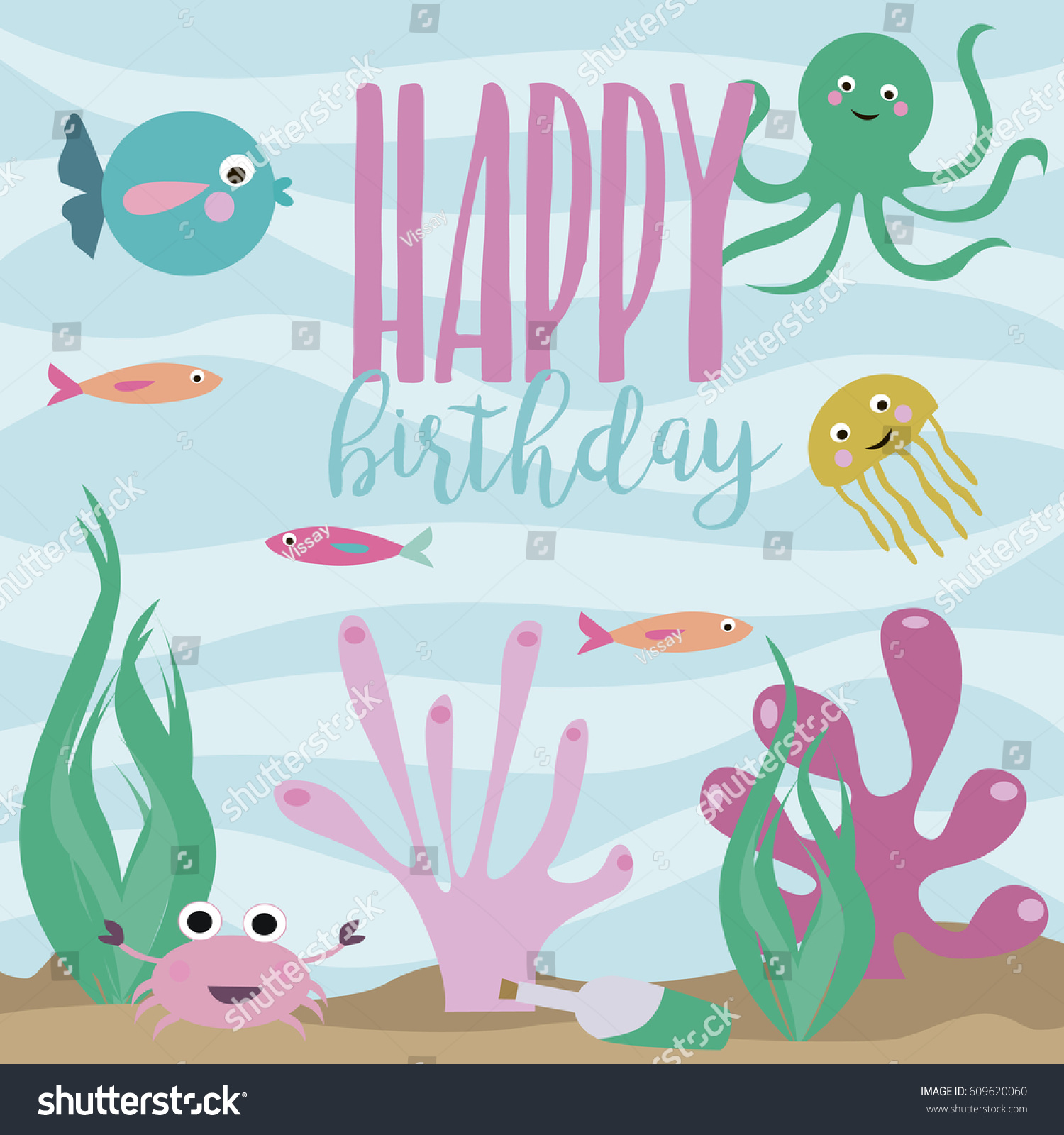 Happy Birthday Greeting Invitation Card Template Stock Vector (Royalty ...