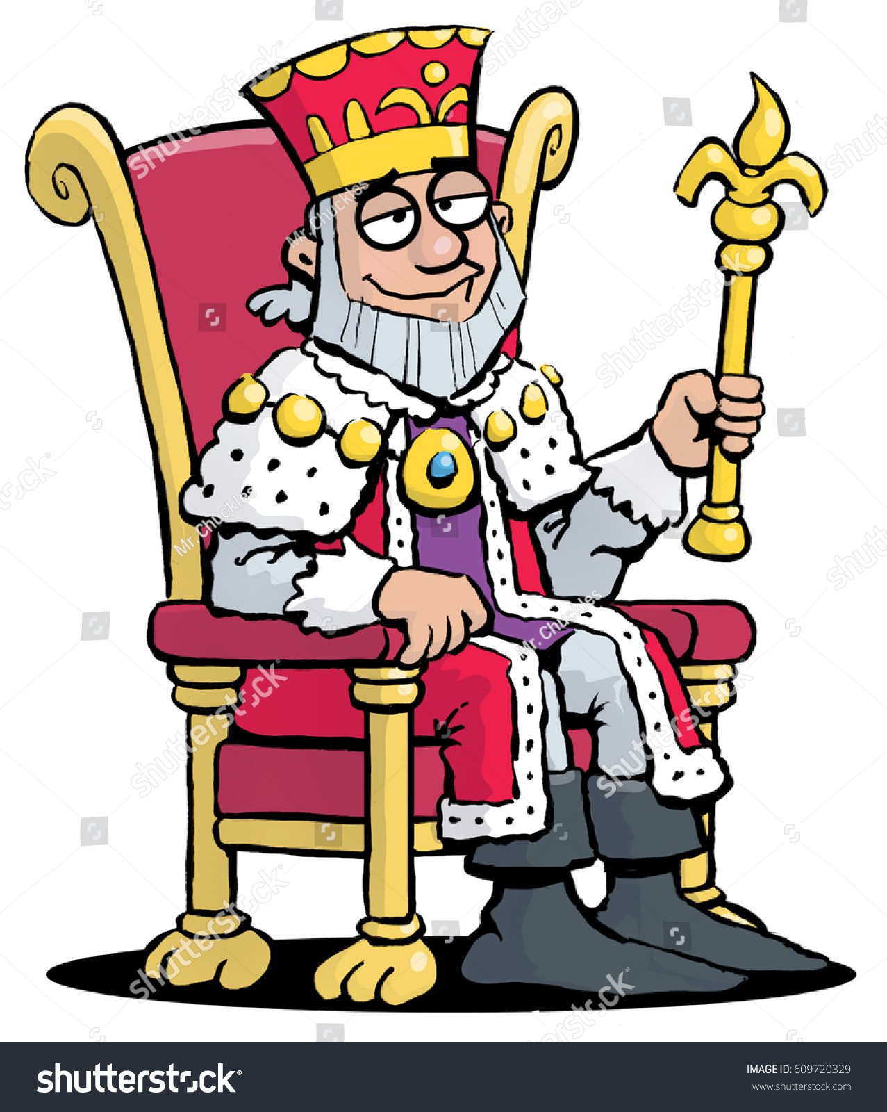 Cartoon Illustration King Sitting On Throne: стоковая иллюстрация, 60972032...