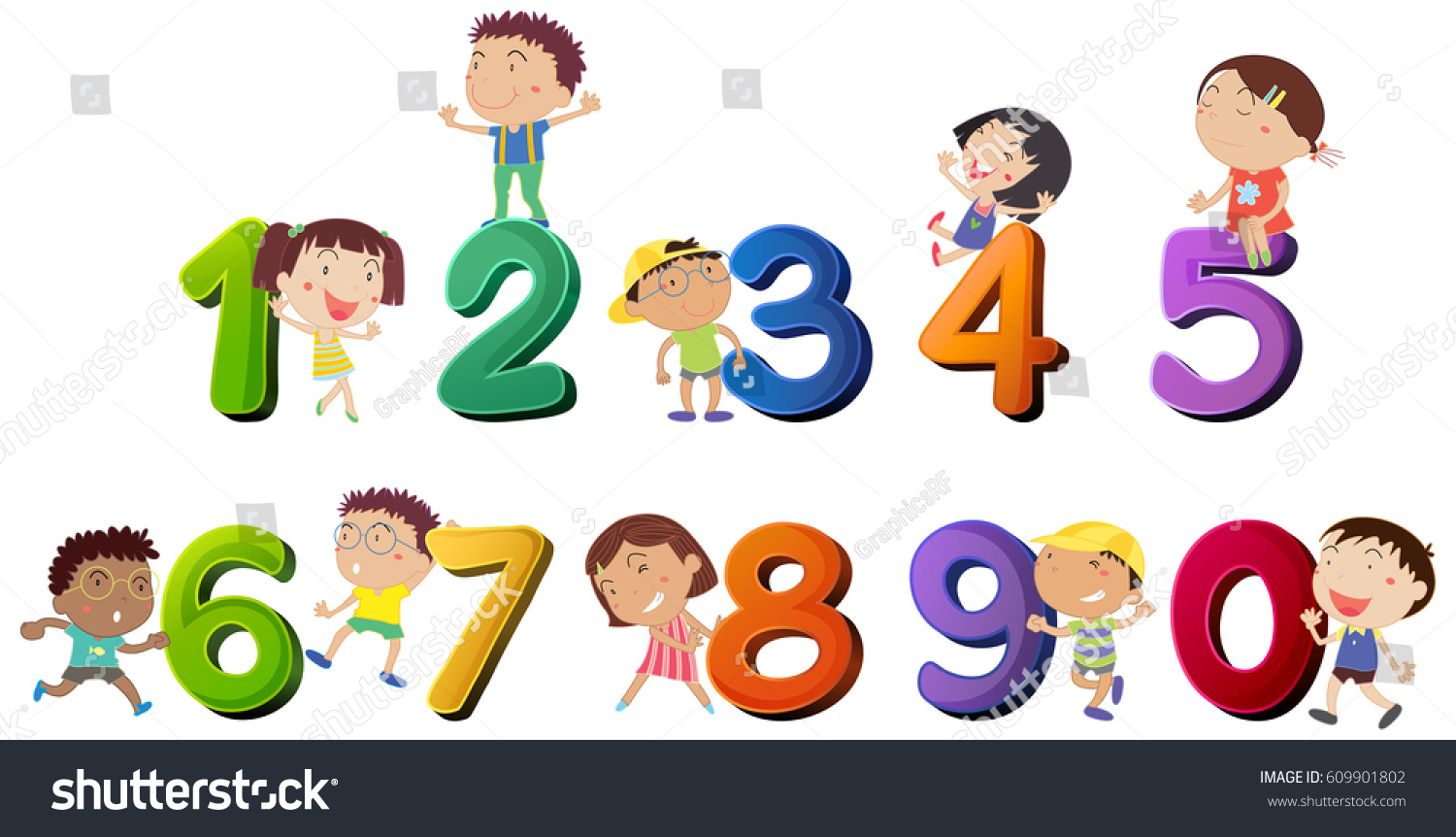 Happy Children Counting Numbers Illustration Stock Vector (Royalty Free ...