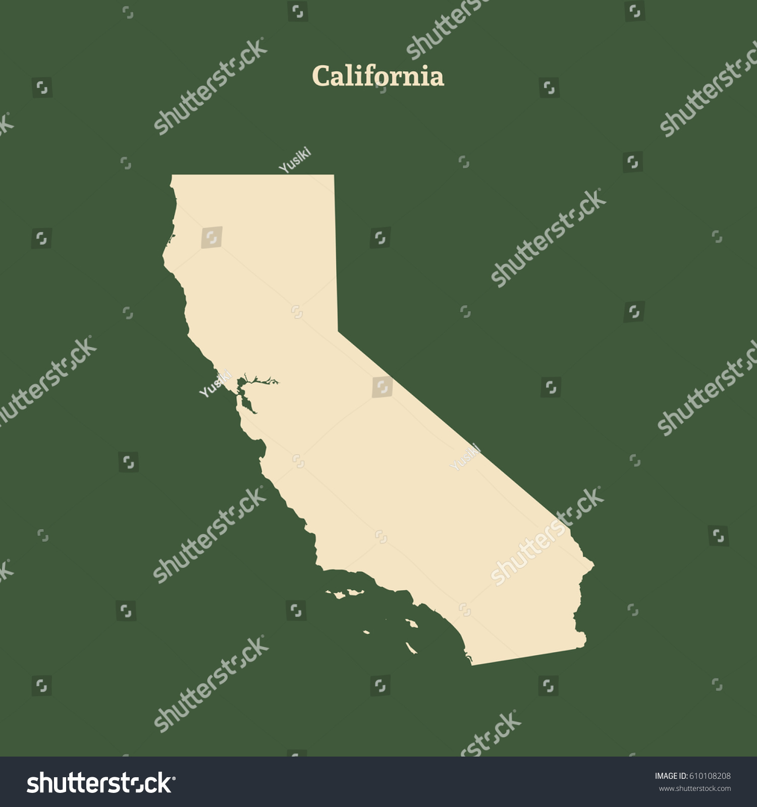 Outline Map California Isolated Vector Illustration Stock Vector ...