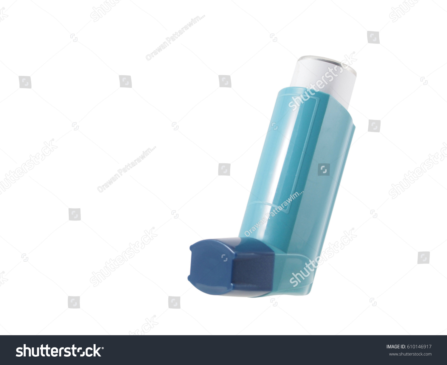 Blue Asthma Inhaler Blank Label Isolated Stock Photo 610146917 ...