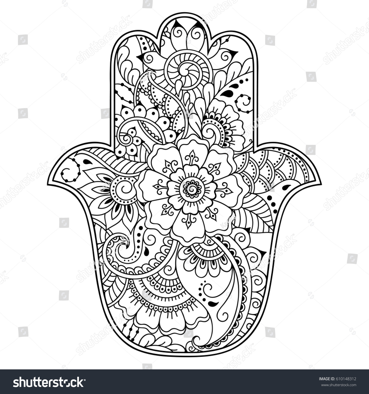 Hamsa Hand Drawn Symbol Decorative Pattern Stock Vector (Royalty Free ...