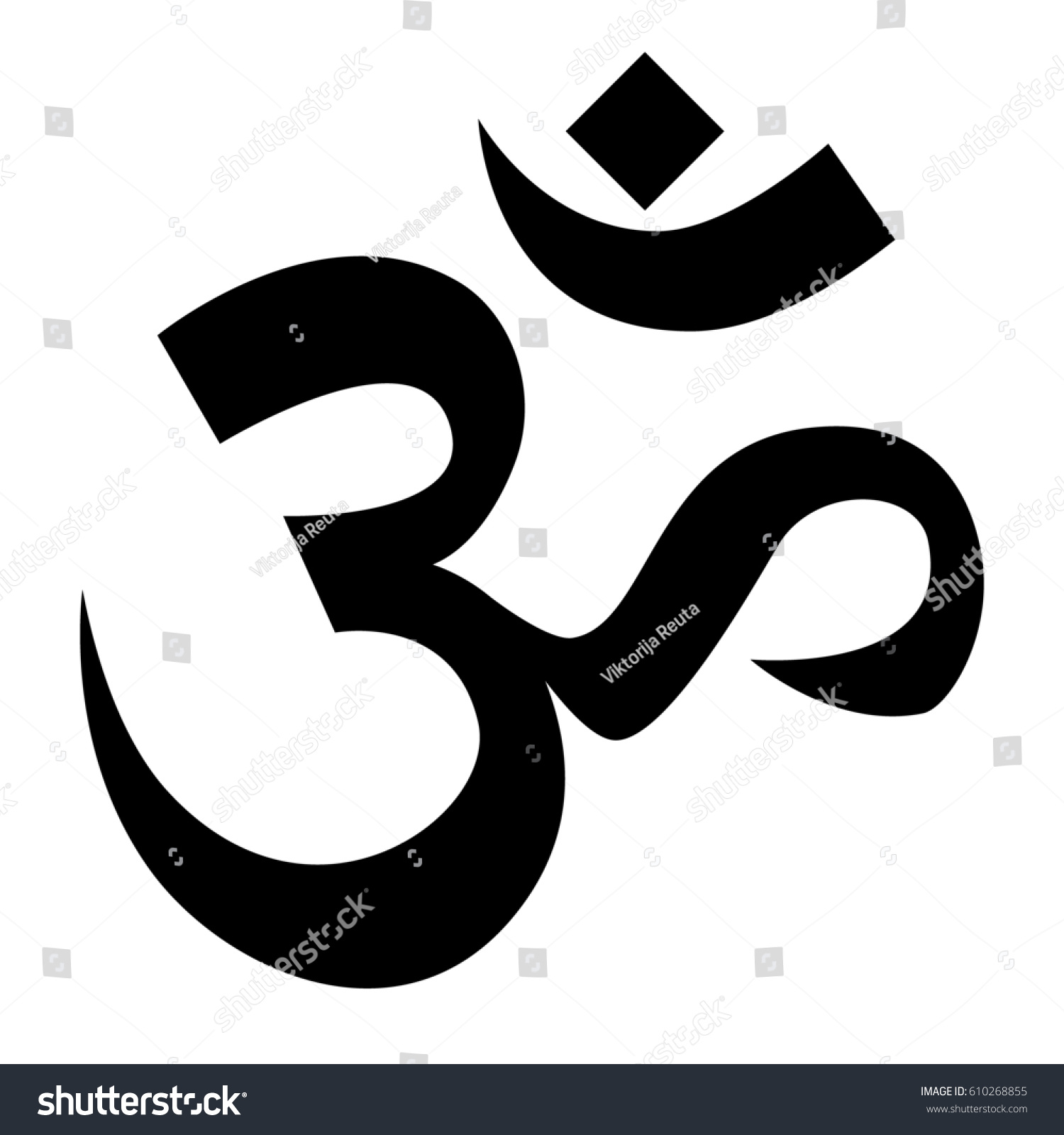 Raster Illustration Black Hindu Om Symbol Stock Illustration 610268855 ...