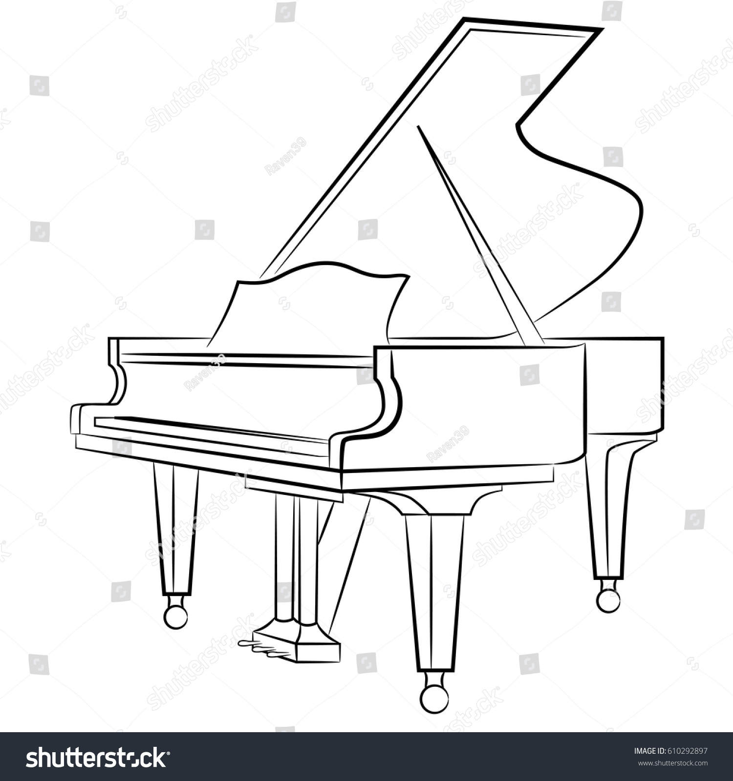 Пианино контурный рисунок