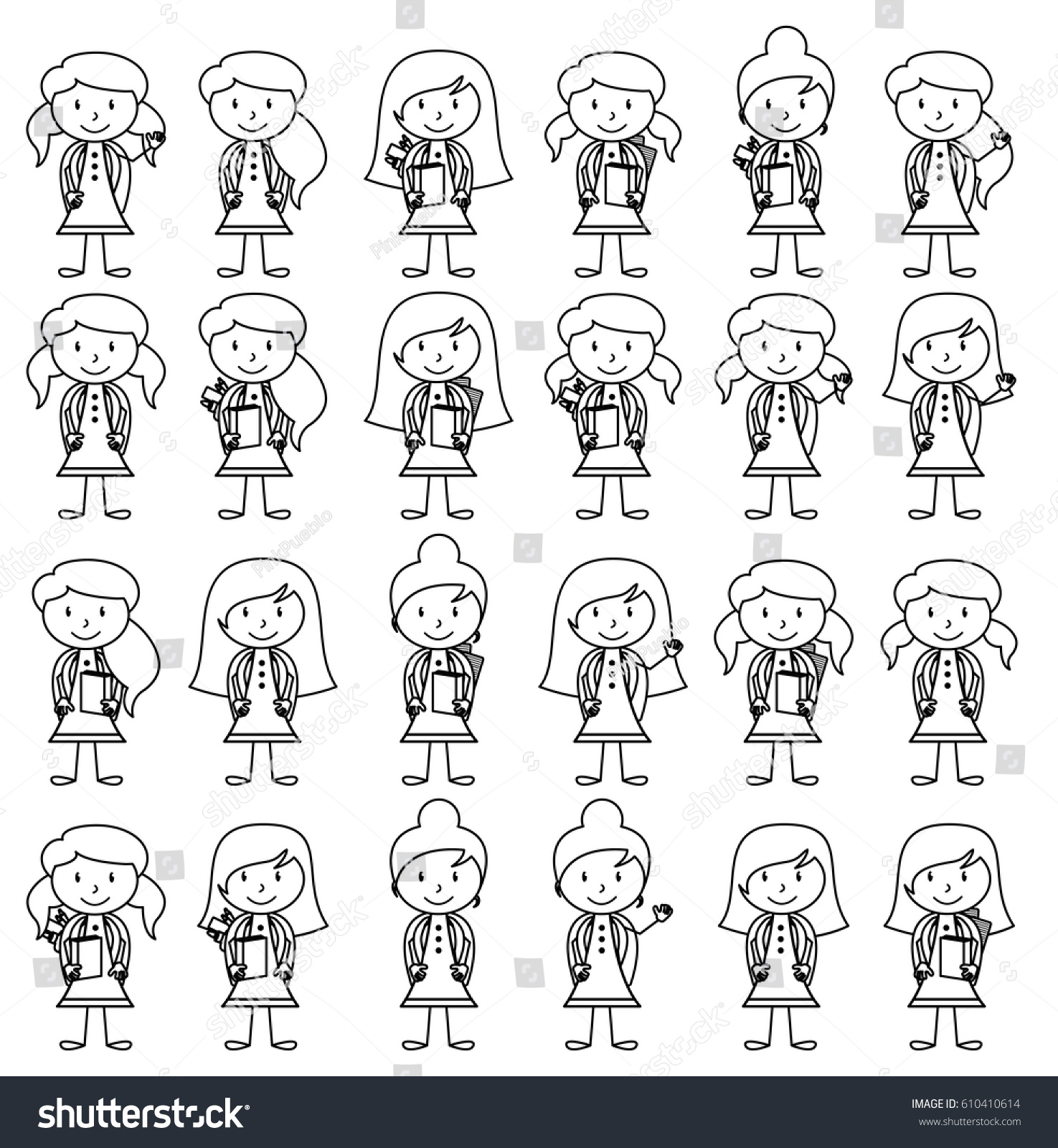 Collection Cute Diverse Vector Format Stick Stock Vector (Royalty Free ...