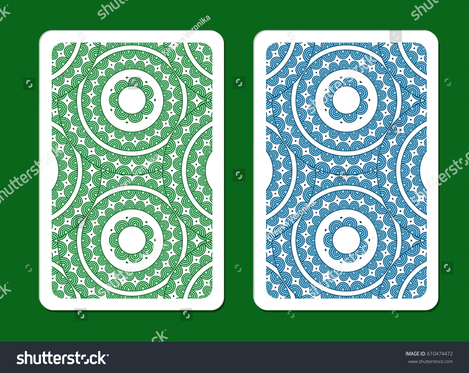 Playing Card Back Side Designs Green Stock Vector Royalty Free