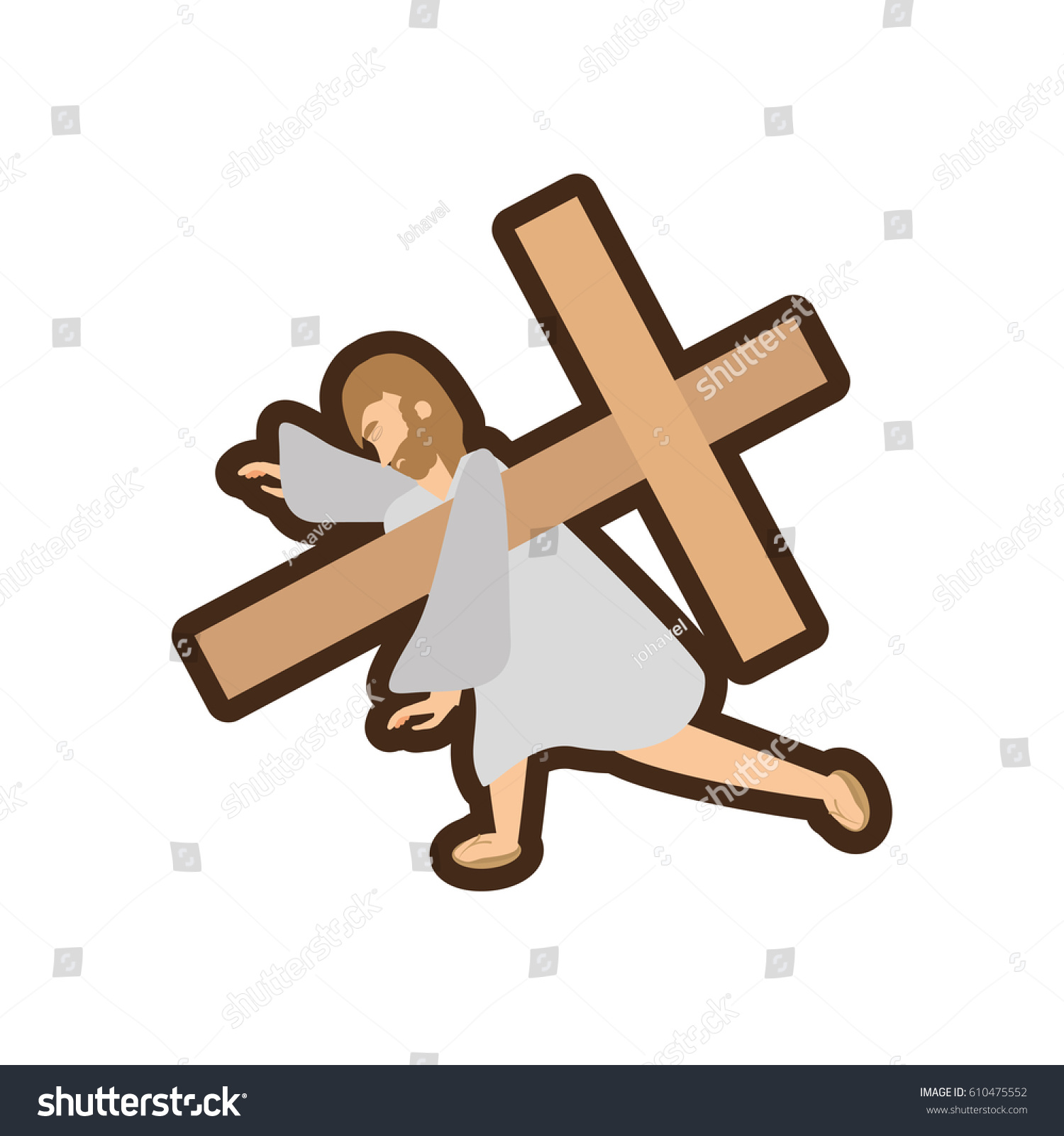 Jesus Christ Third Falls Line Vector Stock Vector (Royalty Free ...