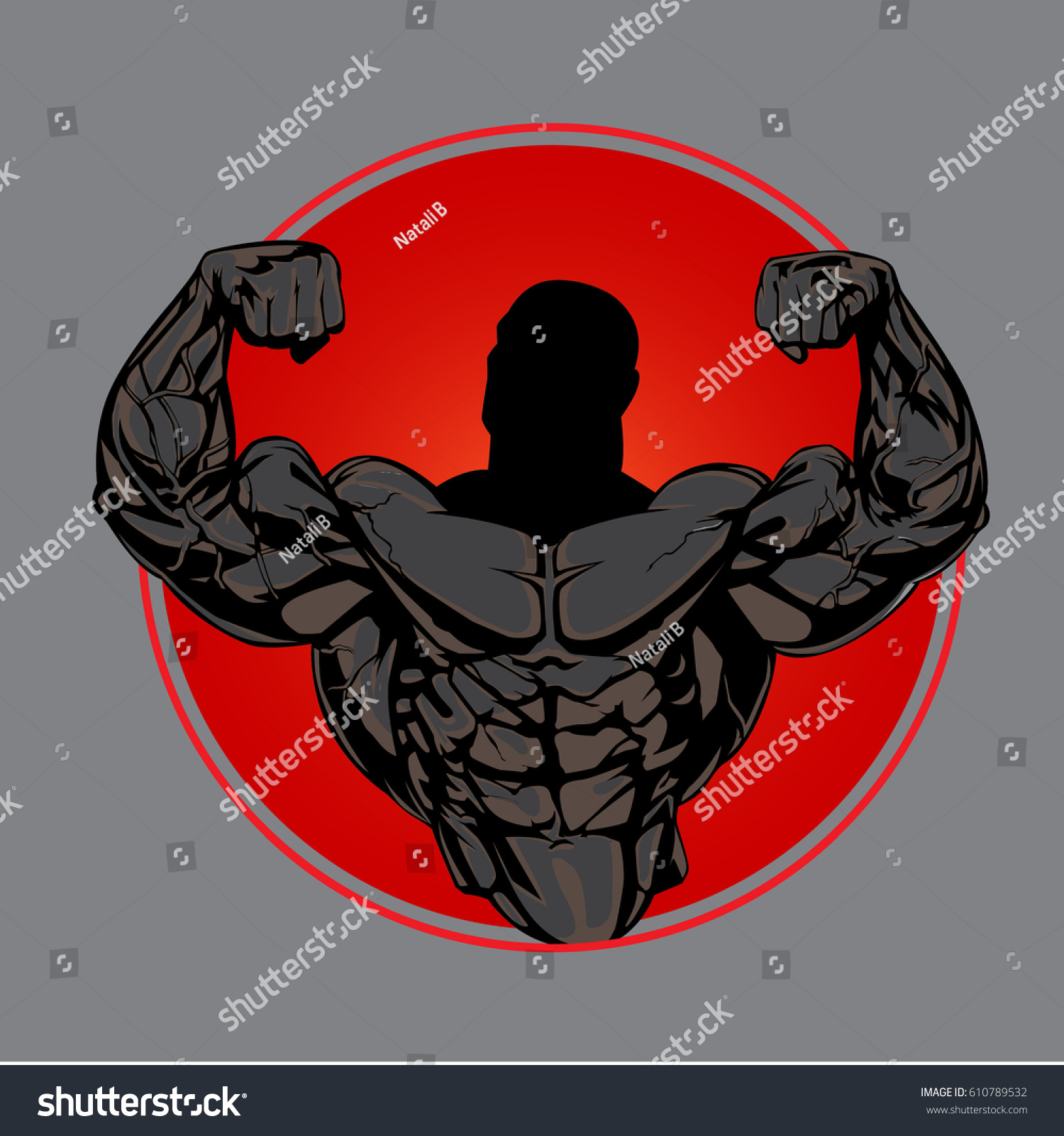 Bodybuilder Front Double Biceps Badge Sports Stock Vector Royalty Free 610789532 Shutterstock 0346