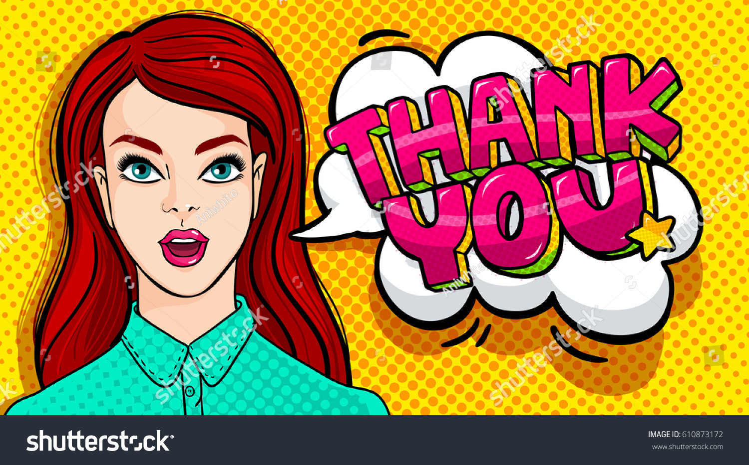 Thank You Message Beautiful Young Woman เวกเตอร์สต็อก ปลอดค่าลิขสิทธิ์ 610873172 Shutterstock