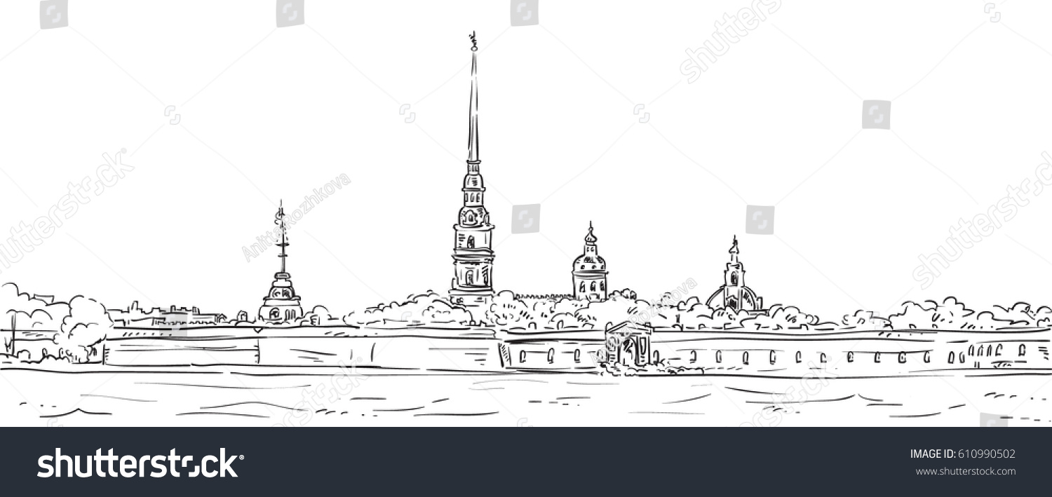 Петропавловская крепость СПБ рисунок