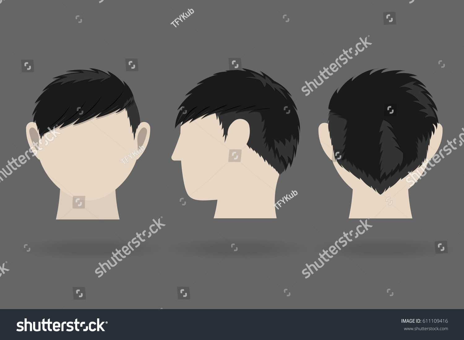 Haircut Style Men Frontside Backvector Illustration Stock Vector ...