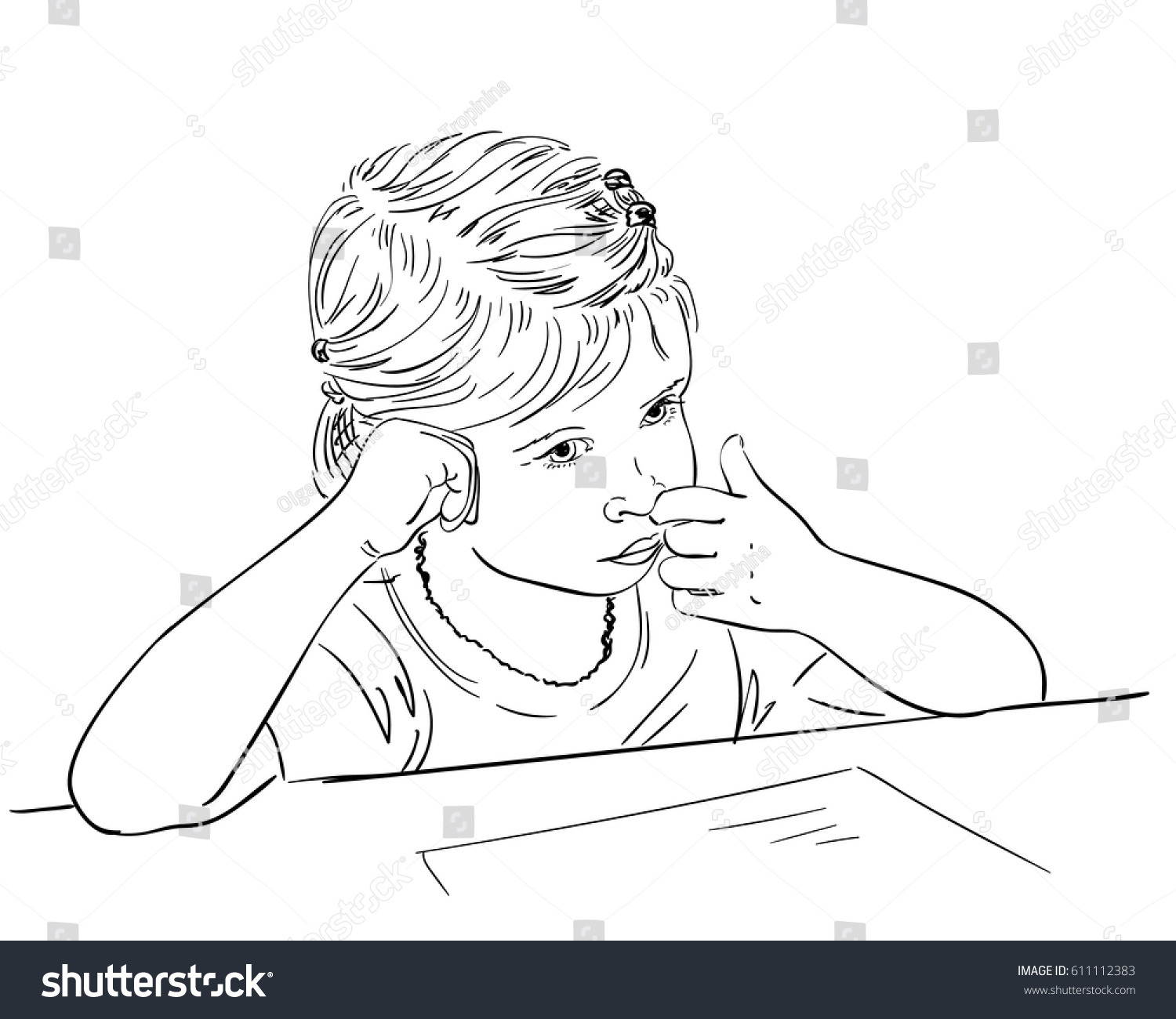 Sketch Little Girl Picking Her Nose Stock Vector (Royalty Free ...