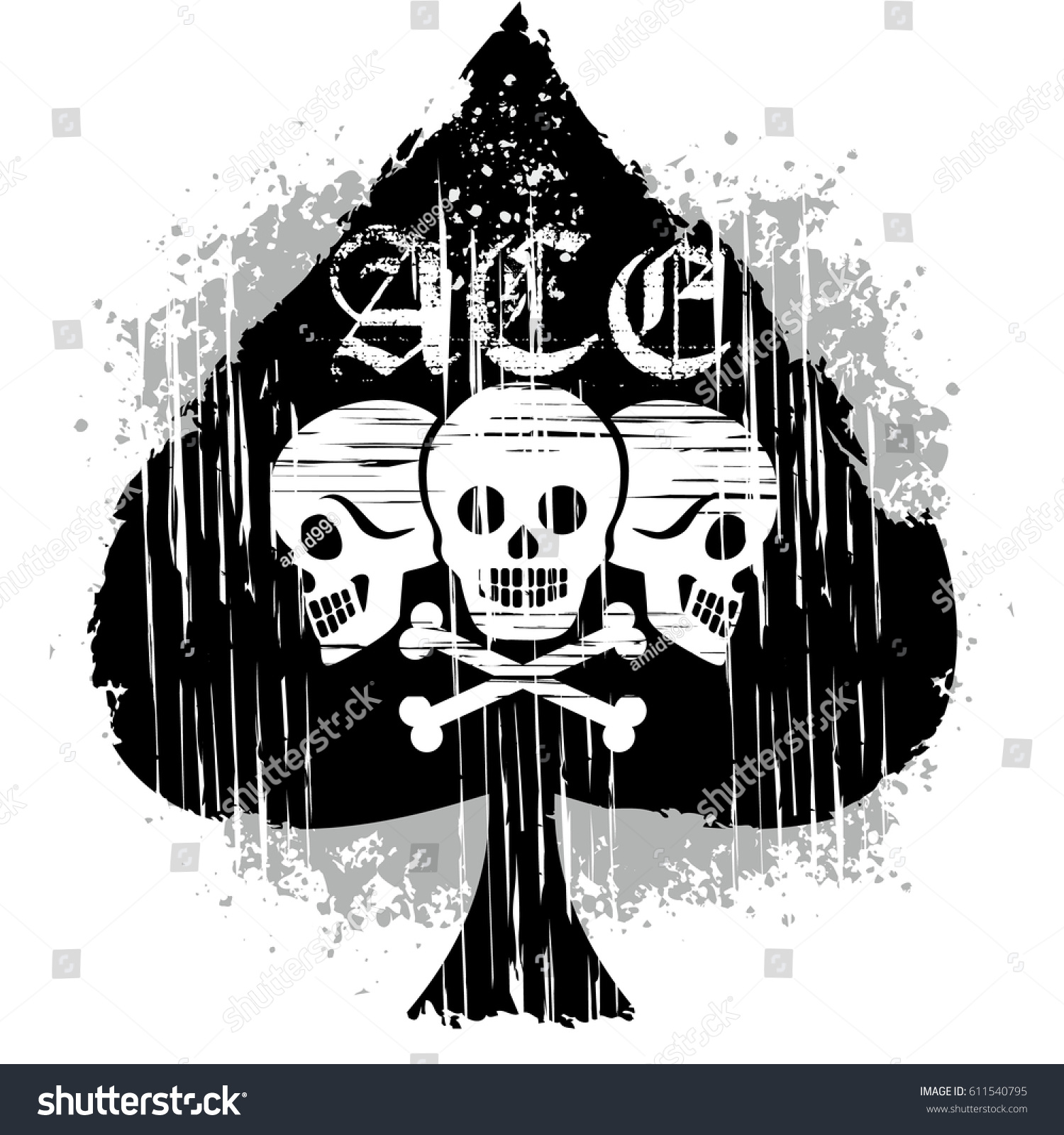 Ace Spades Skull Grunge Vintage Design Stock Vector (Royalty Free ...