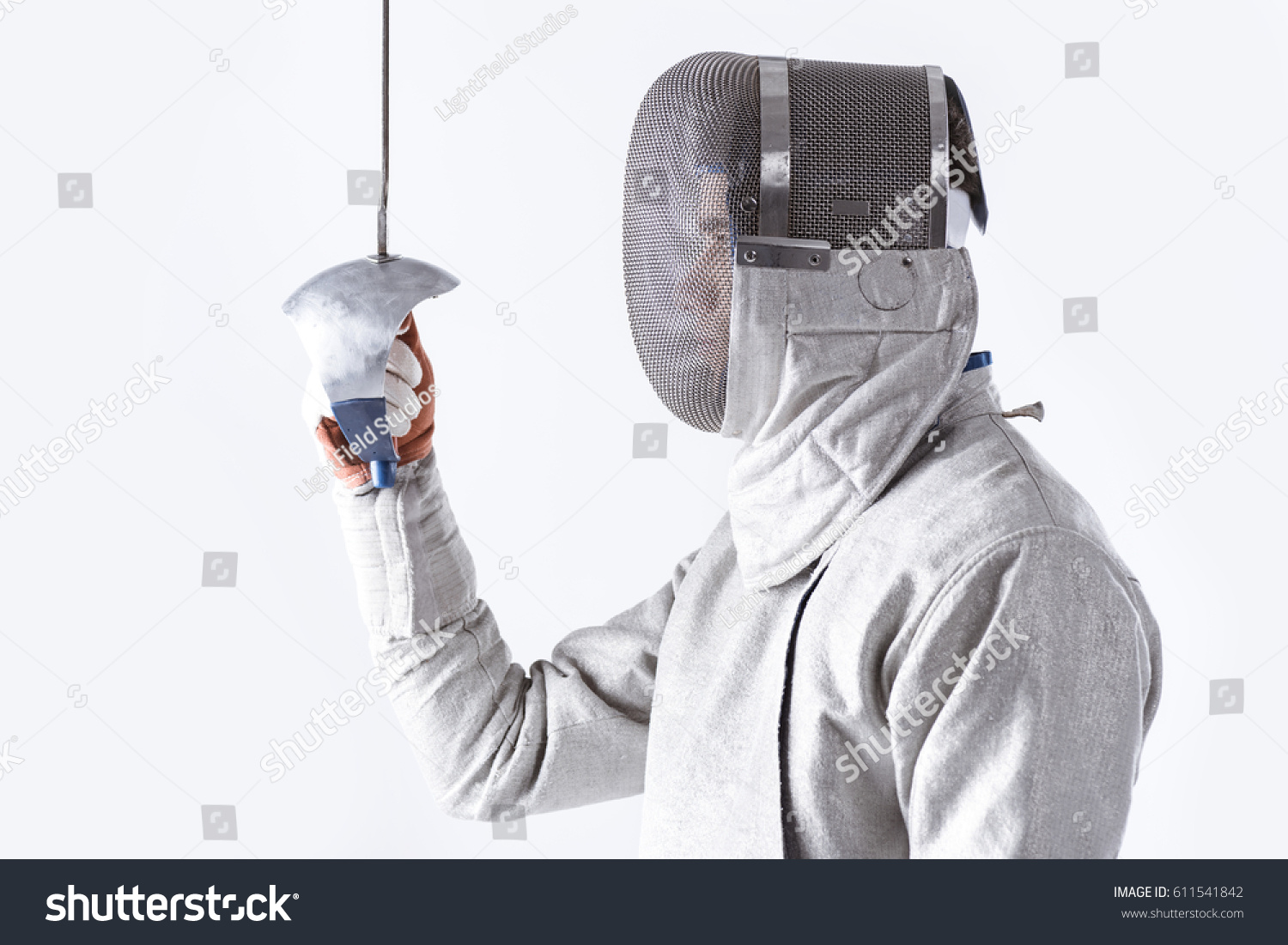 Side View Fencer Uniform Holding Rapier Stock Photo 611541842 ...