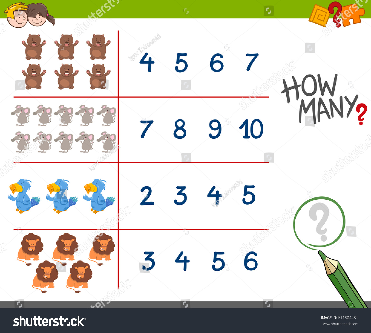 Cartoon Vector Illustration Educational Counting Game Stock Vector Cartoon Vector Illustration Educational Counting Game Stock Vector