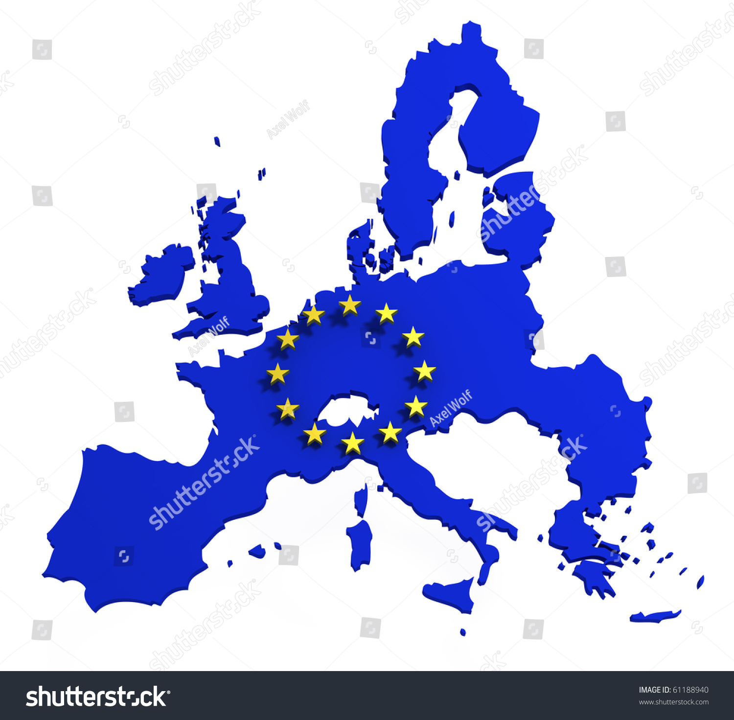 Map European Union Flag Eu Isolated Stock Illustration 61188940 ...