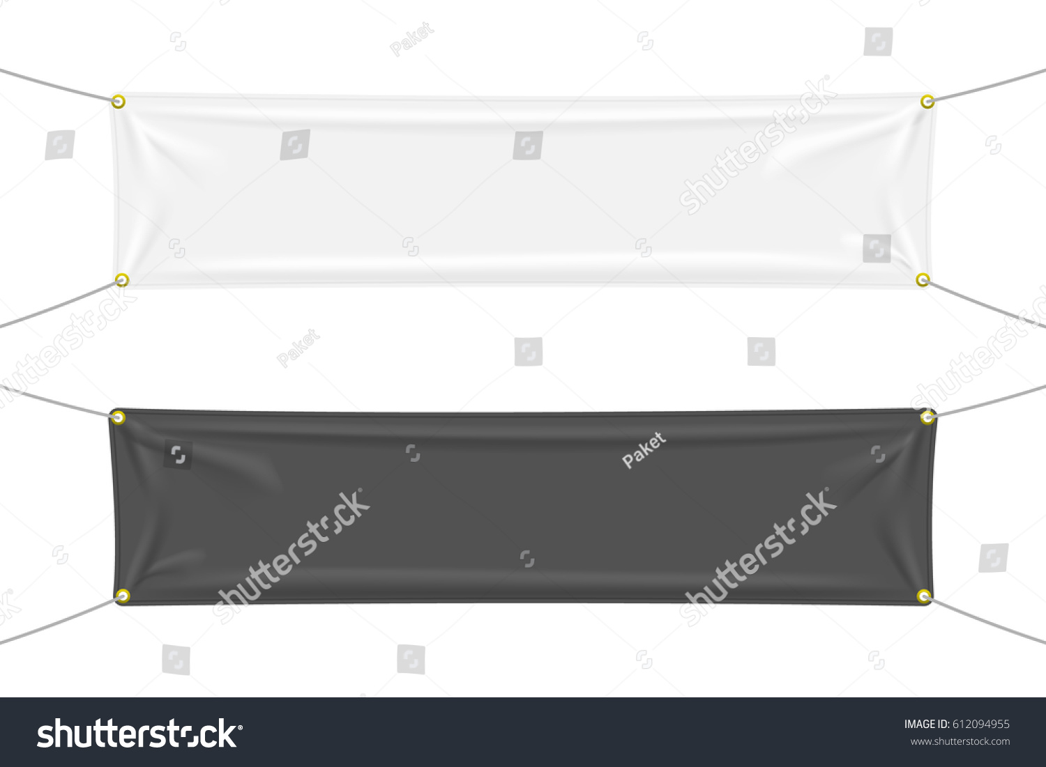 White Black Textile Banners Folds Blank Stock Vector (Royalty Free ...