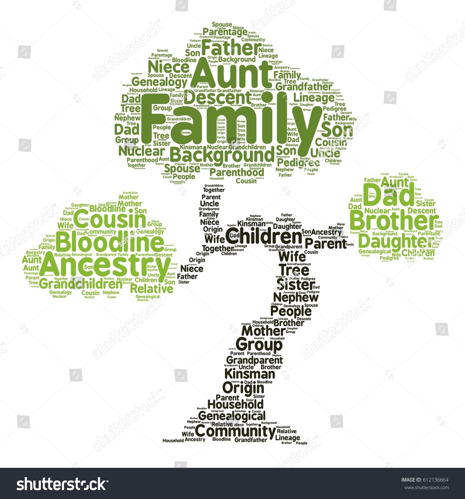 Family Word Cloud Tree Typography Stock Vector (Royalty Free) 612136664 ...