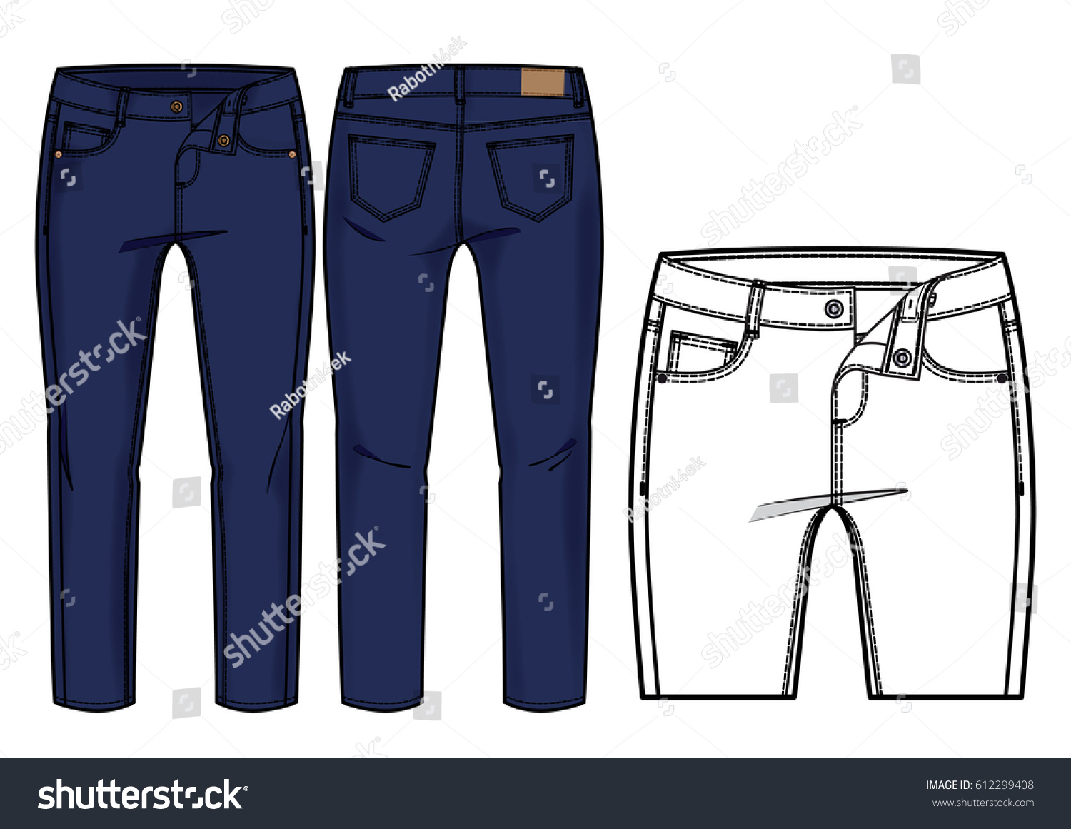 Front Back View Pants Stock Vector (Royalty Free) 612299408 | Shutterstock