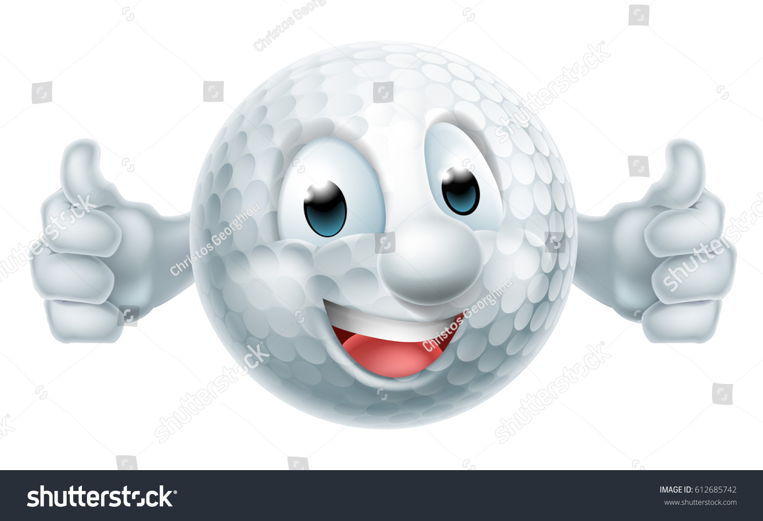 Happy Cartoon Golf Ball Man Mascot Stock Illustration 612685742 ...