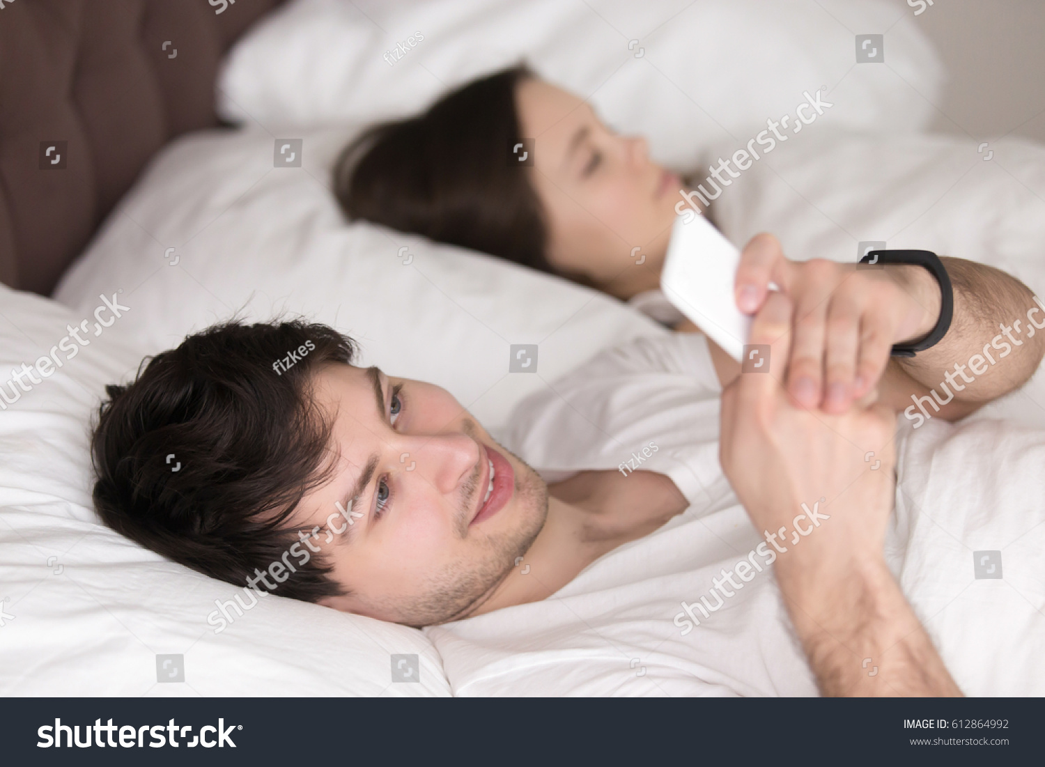 Handsome Husband Bed His Sleeping Wife image