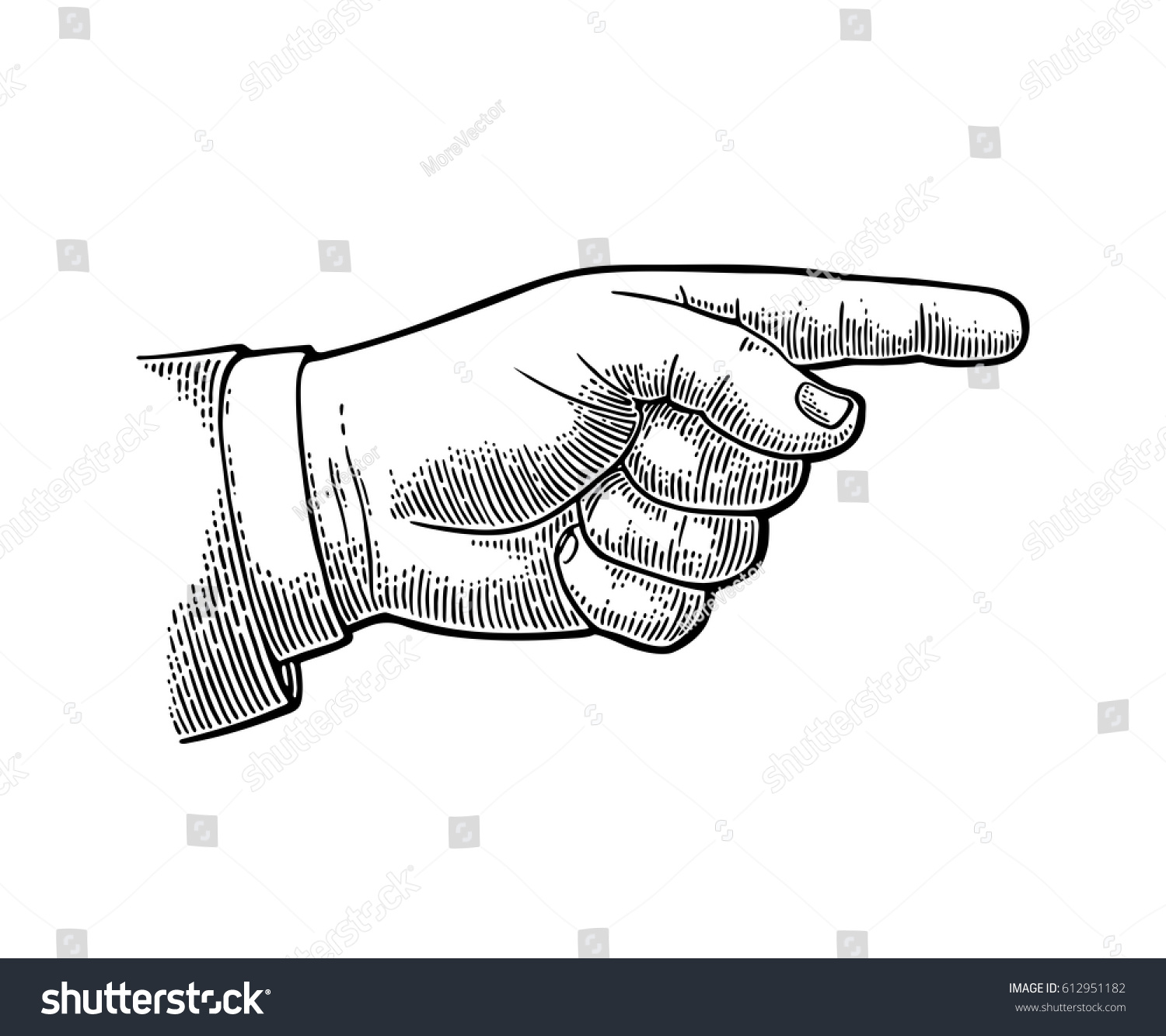 Pointing Finger Vector Black Vintage Engraved Stock Vector (Royalty ...