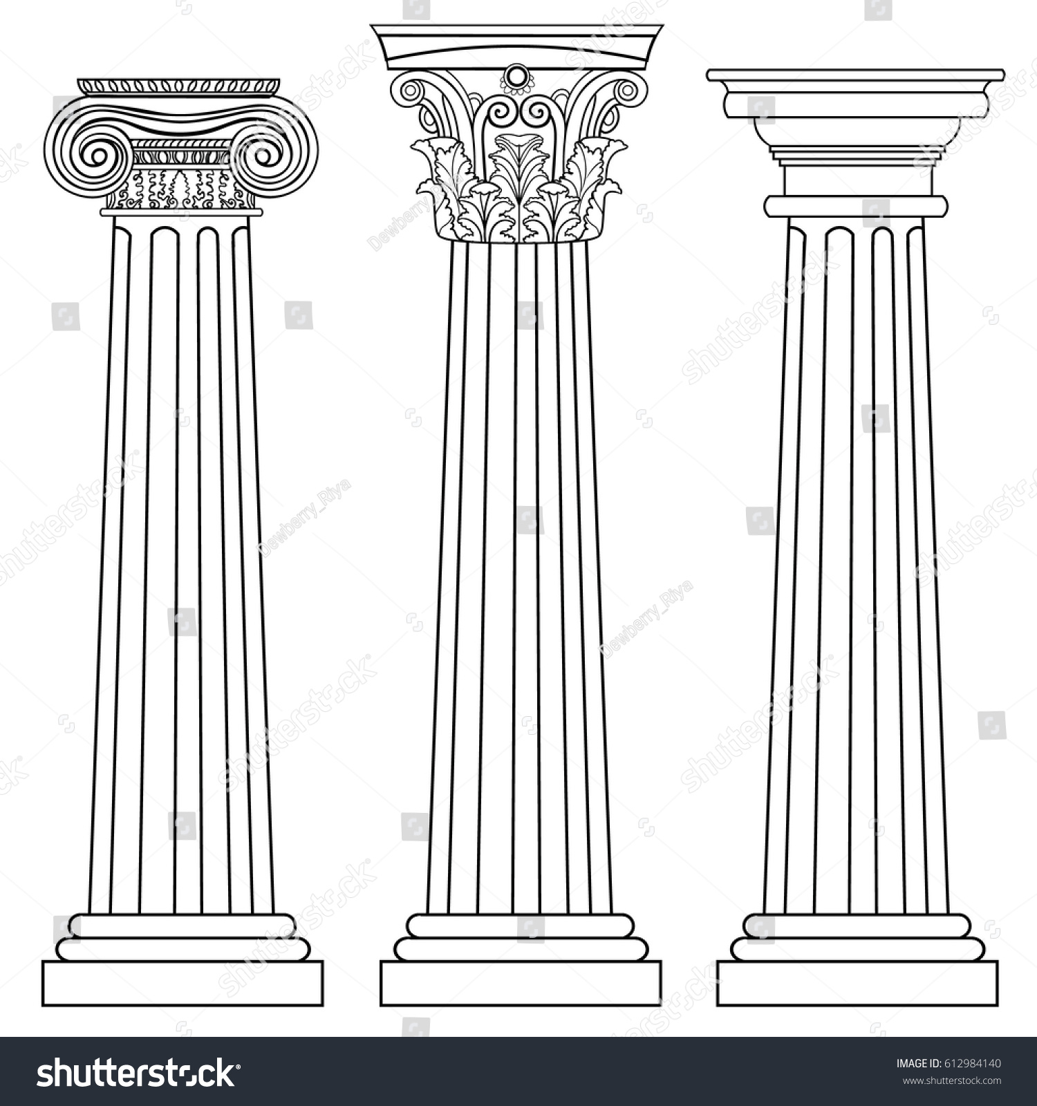 Греческие колонны архитектура торец рисунок карандашом