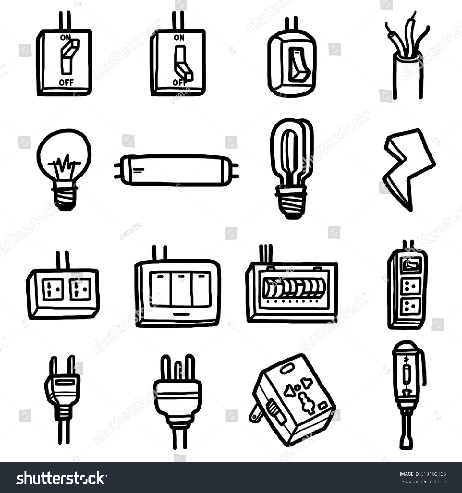 Electrical Objects Icons Set Cartoon Vector Stock Vector (Royalty Free ...