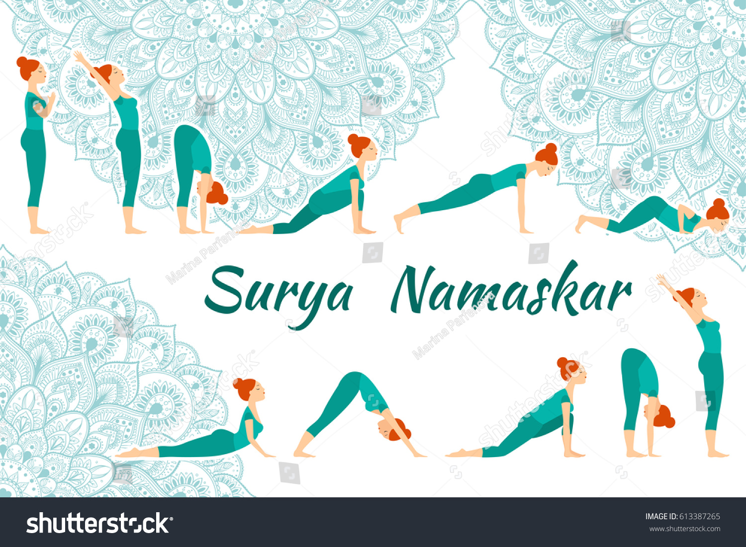 Surya Namaskar Yoga Complex Sun Salutation Vector Illustration Hot Sex Picture 