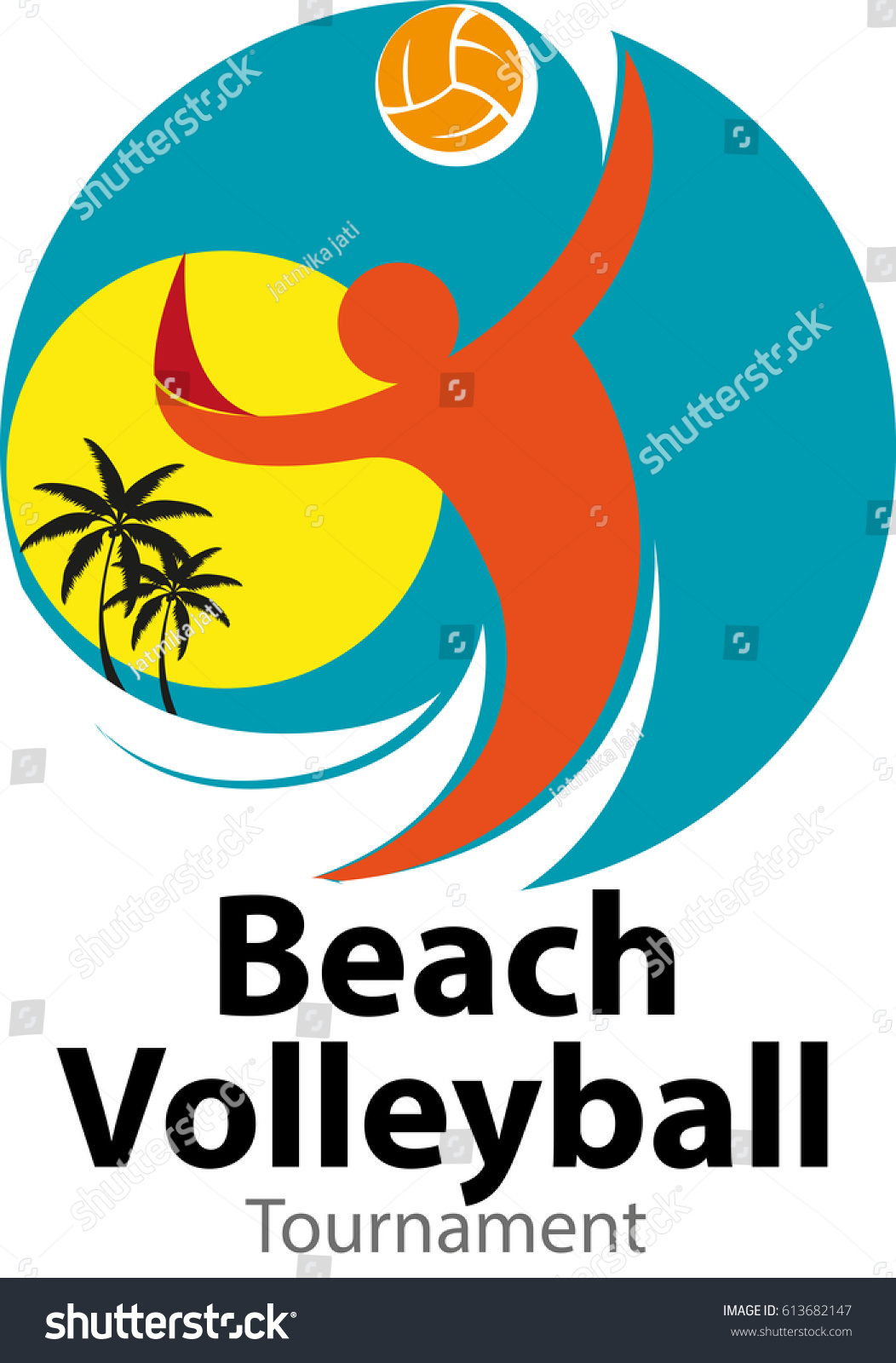 Vector Abstract Beach Volleyball Tournament Logo Stock Vector (Royalty ...