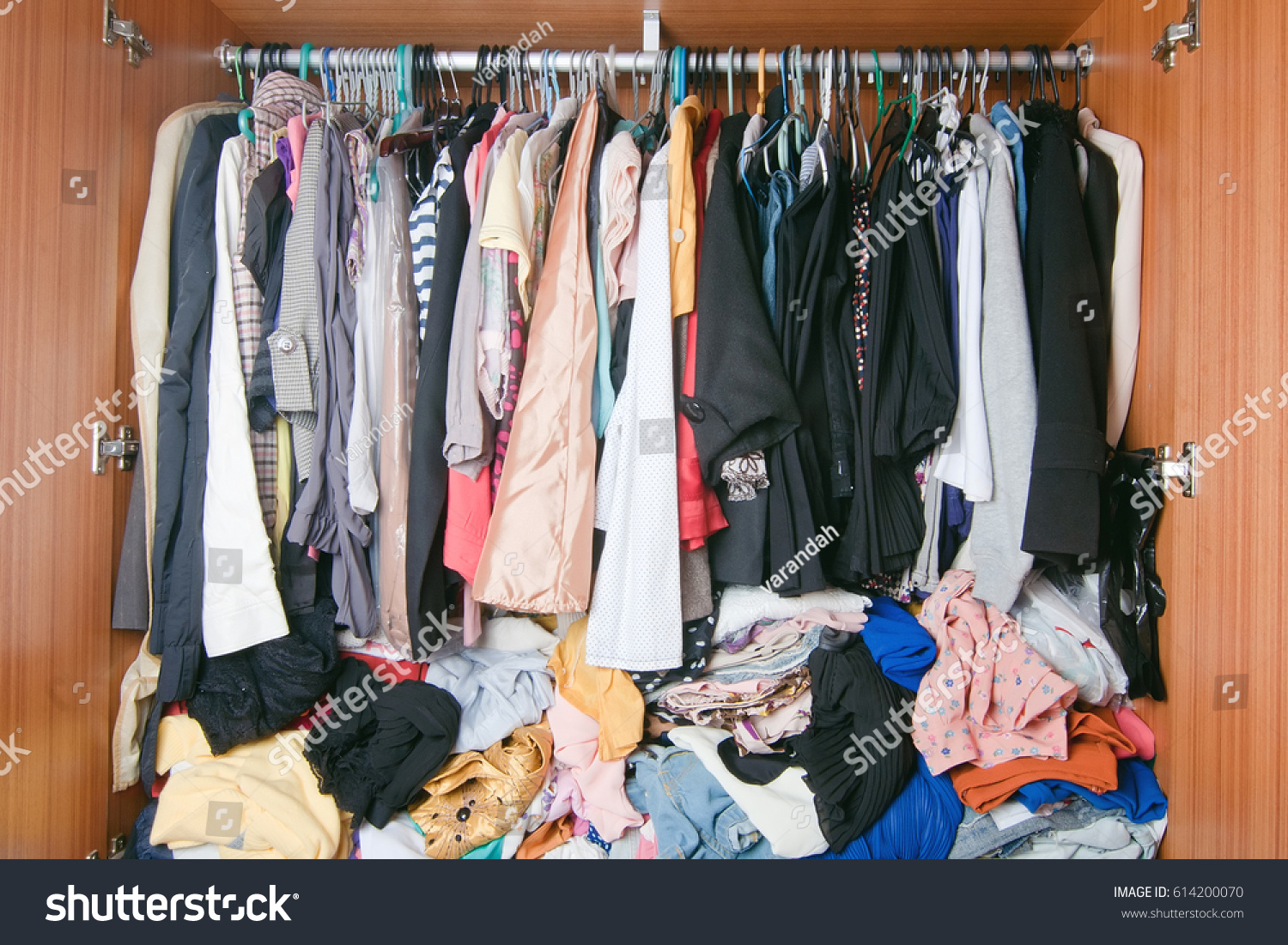 Pile Messy Clothes Closet Cluttered Woman Stock Photo 614200070 ...