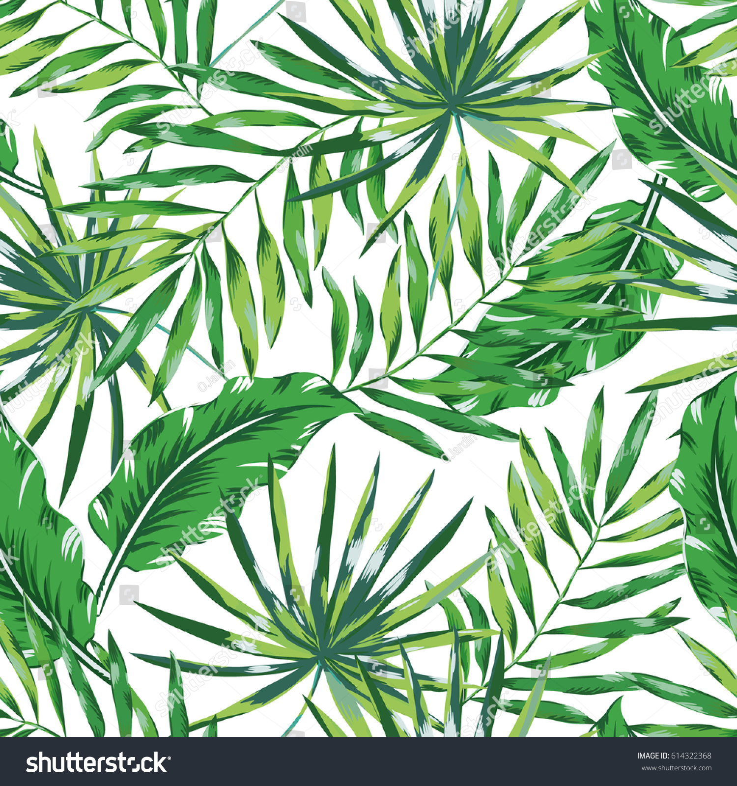 Green Palm Leaves On White Background Stock Vector (Royalty Free ...