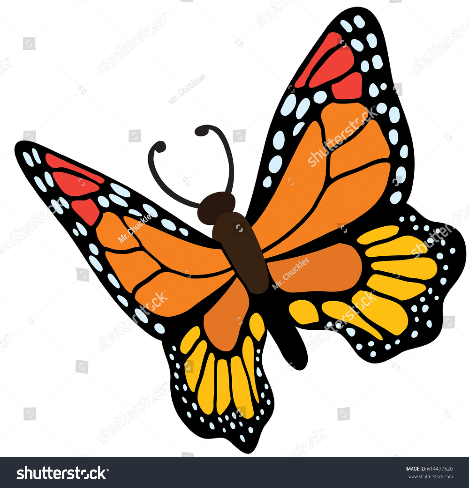 cartoon monarch butterfly flying
