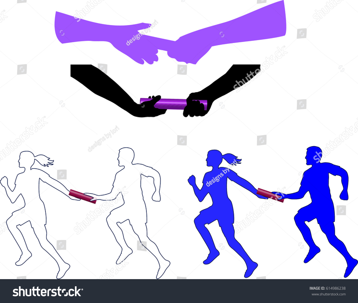 Running Relay Baton Hand Off Stock Vector (Royalty Free) 614986238 ...