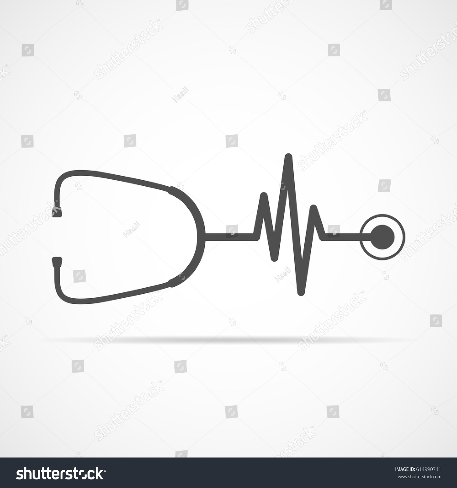 Stethoscope Shape Electrocardiogram Vector Illustration Stethoscope ...